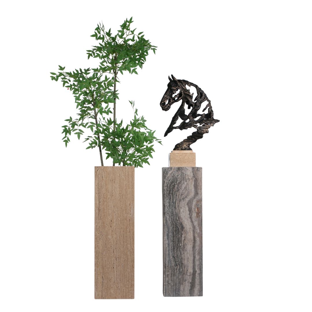 Marble Stand / Planter Box-L T0161 - Beige - Home Decor Figurines - ebarza Furniture UAE | Shop Modern Furniture in Abu Dhabi & Dubai - مفروشات ايبازرا في الامارات | تسوق اثاث عصري وديكورات مميزة في دبي وابوظبي