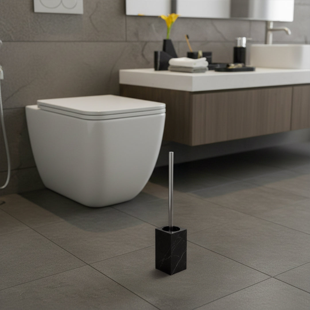 Marquina Black And White Marble Square Toilet Brush SBK890-7 - Bathroom Accessories - ebarza Furniture UAE | Shop Modern Furniture in Abu Dhabi & Dubai - مفروشات ايبازرا في الامارات | تسوق اثاث عصري وديكورات مميزة في دبي وابوظبي