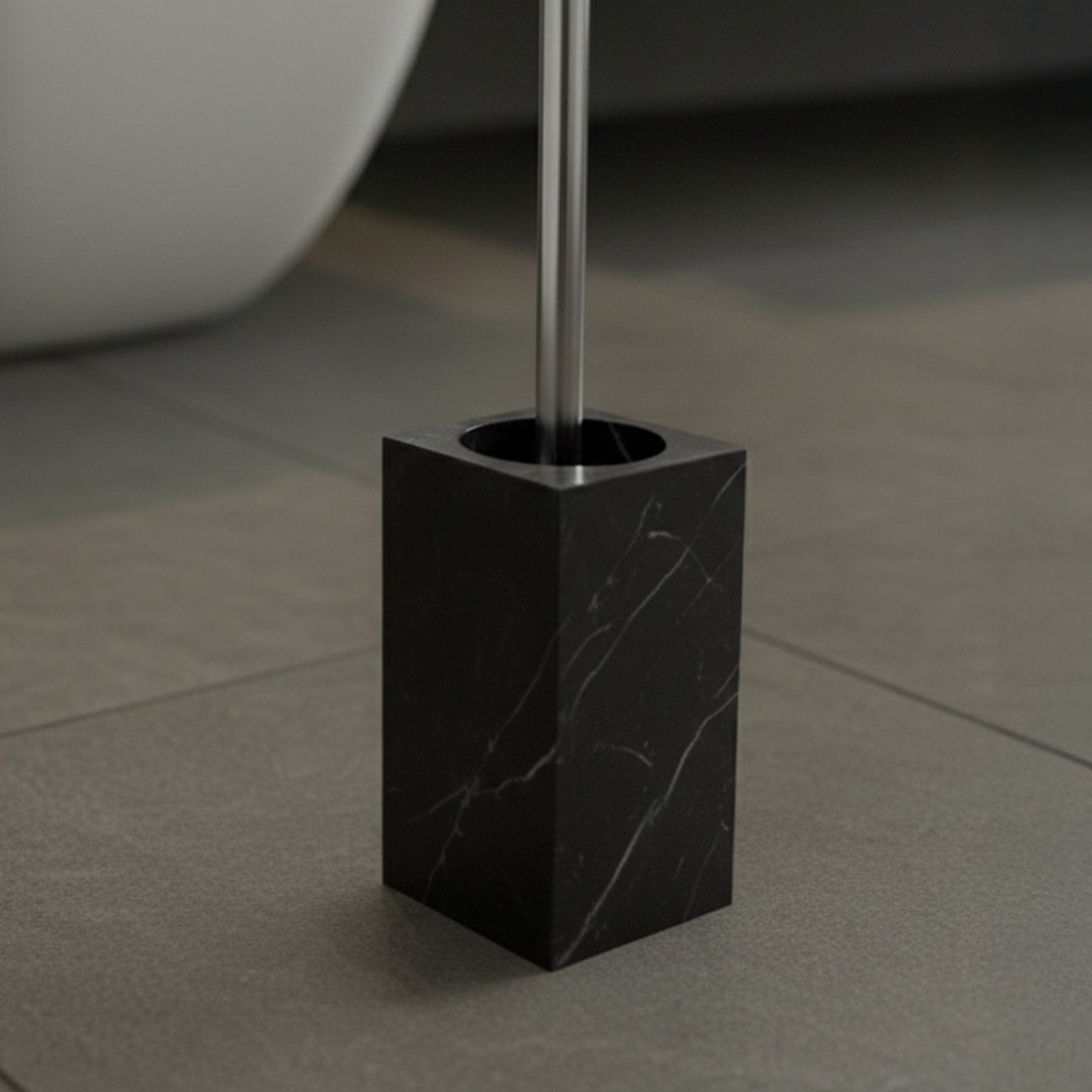 Marquina Black And White Marble Square Toilet Brush SBK890-7 - Bathroom Accessories - ebarza Furniture UAE | Shop Modern Furniture in Abu Dhabi & Dubai - مفروشات ايبازرا في الامارات | تسوق اثاث عصري وديكورات مميزة في دبي وابوظبي