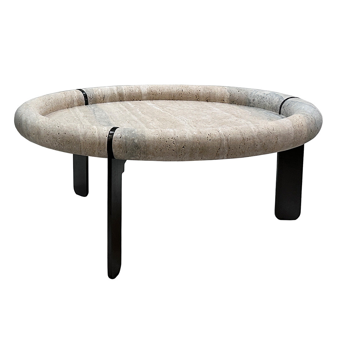 Marseille Travertine Center Table - EB04B - Coffee tables - ebarza Furniture UAE | Shop Modern Furniture in Abu Dhabi & Dubai - مفروشات ايبازرا في الامارات | تسوق اثاث عصري وديكورات مميزة في دبي وابوظبي