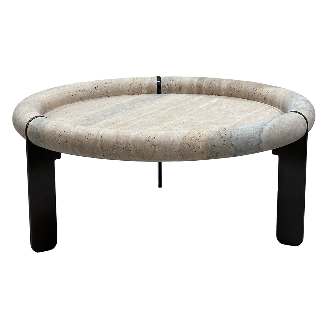 Marseille Travertine Center Table - EB04B - Coffee tables - ebarza Furniture UAE | Shop Modern Furniture in Abu Dhabi & Dubai - مفروشات ايبازرا في الامارات | تسوق اثاث عصري وديكورات مميزة في دبي وابوظبي