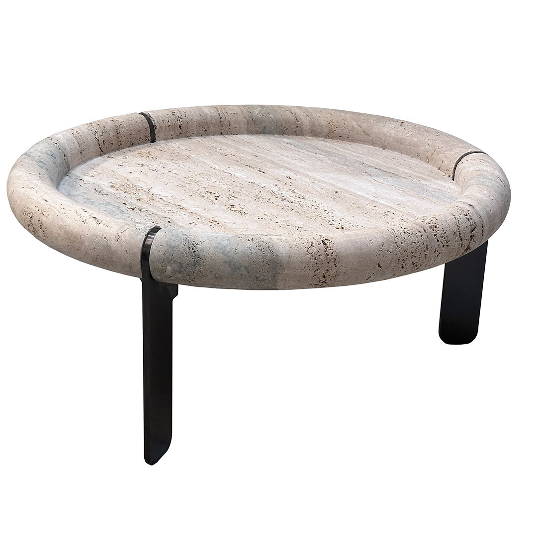 Marseille Travertine Center Table - EB04B - Coffee tables - ebarza Furniture UAE | Shop Modern Furniture in Abu Dhabi & Dubai - مفروشات ايبازرا في الامارات | تسوق اثاث عصري وديكورات مميزة في دبي وابوظبي