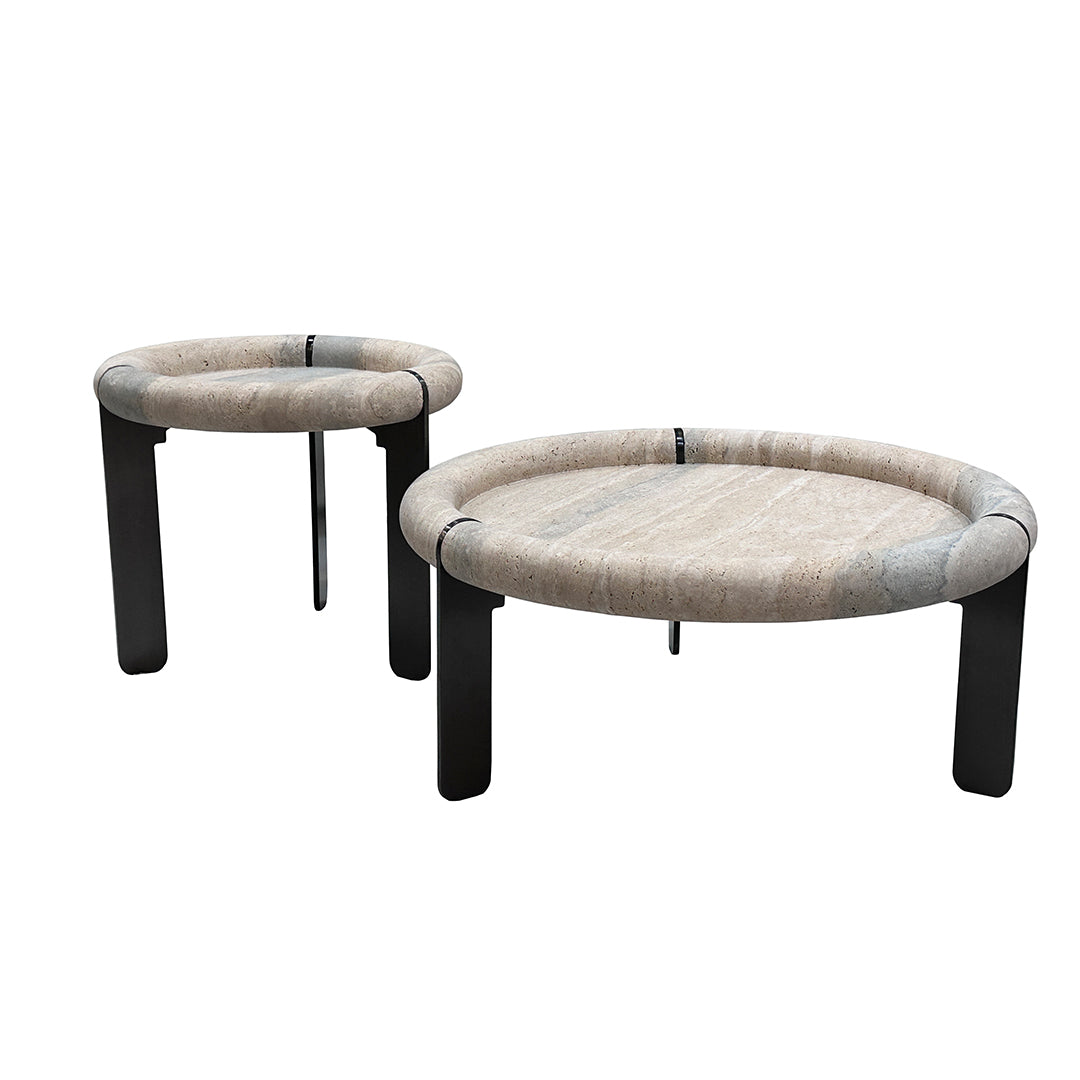 Marseille Travertine Center Table - EB04B - Coffee tables - ebarza Furniture UAE | Shop Modern Furniture in Abu Dhabi & Dubai - مفروشات ايبازرا في الامارات | تسوق اثاث عصري وديكورات مميزة في دبي وابوظبي