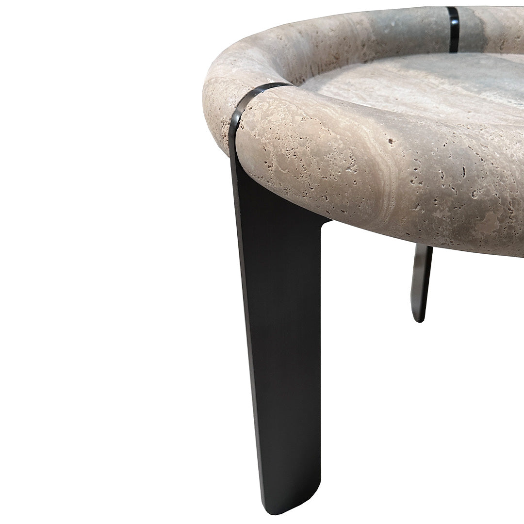Marseille Travertine Side Table - EB04C - Side Tables - ebarza Furniture UAE | Shop Modern Furniture in Abu Dhabi & Dubai - مفروشات ايبازرا في الامارات | تسوق اثاث عصري وديكورات مميزة في دبي وابوظبي
