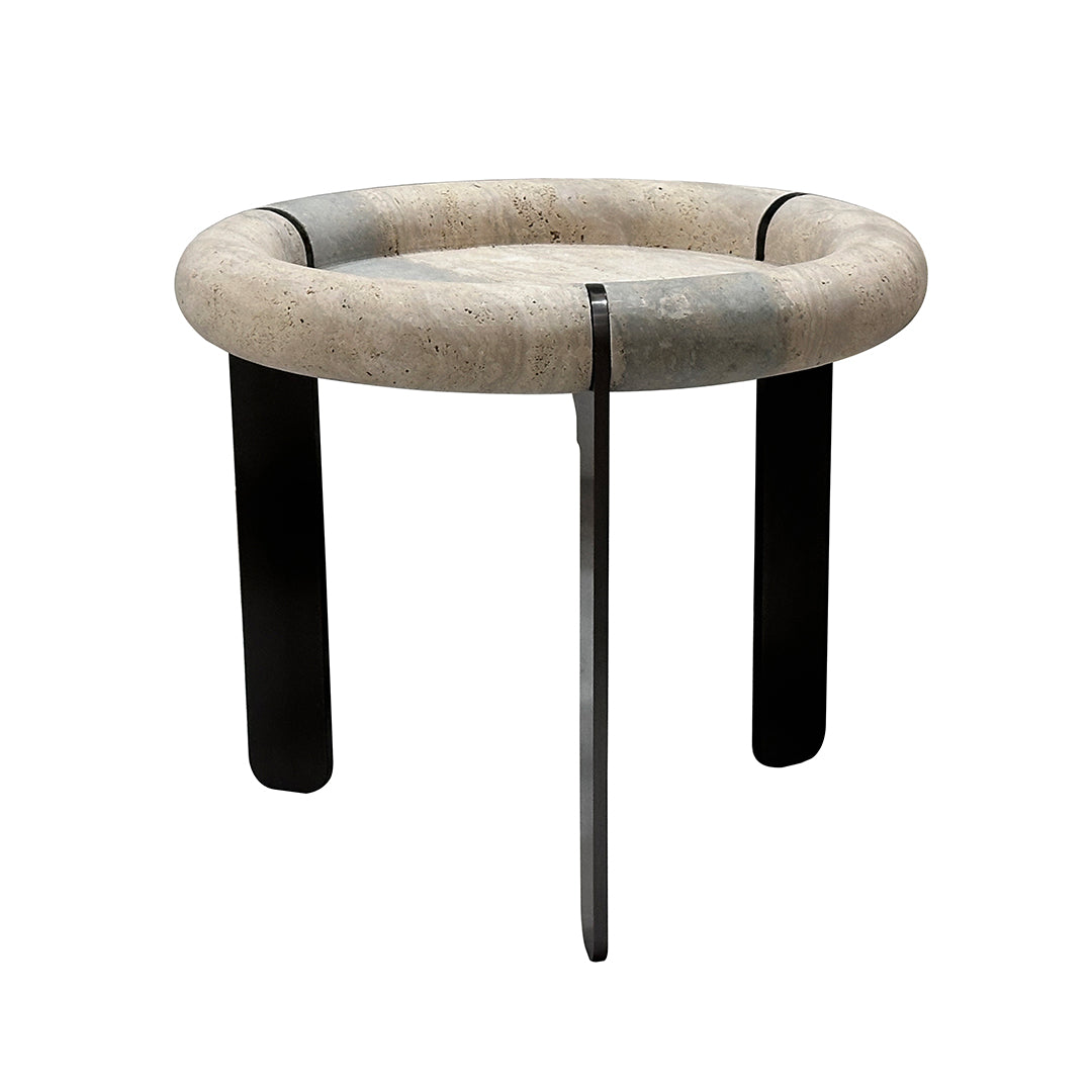 Marseille Travertine Side Table - EB04C - Side Tables - ebarza Furniture UAE | Shop Modern Furniture in Abu Dhabi & Dubai - مفروشات ايبازرا في الامارات | تسوق اثاث عصري وديكورات مميزة في دبي وابوظبي