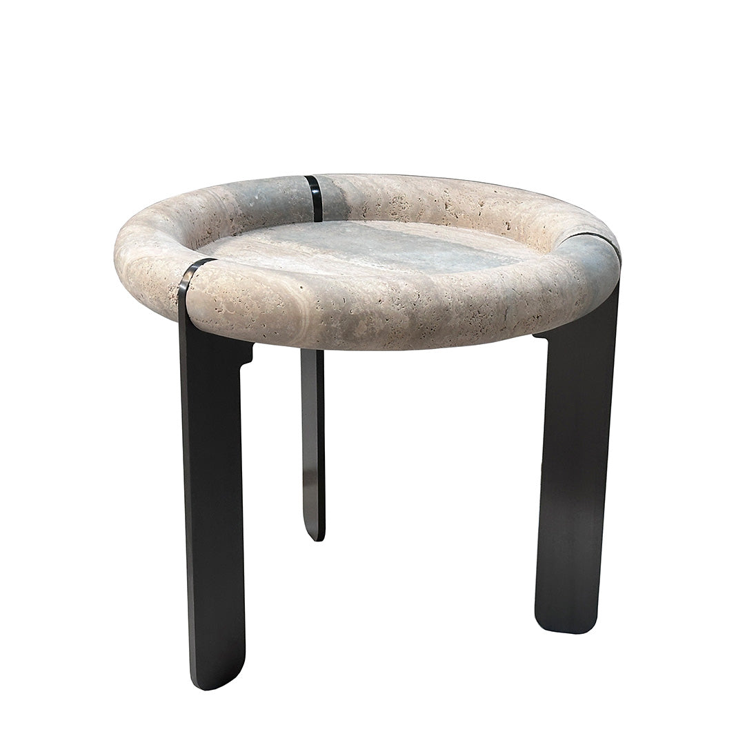 Marseille Travertine Side Table - EB04C - Side Tables - ebarza Furniture UAE | Shop Modern Furniture in Abu Dhabi & Dubai - مفروشات ايبازرا في الامارات | تسوق اثاث عصري وديكورات مميزة في دبي وابوظبي