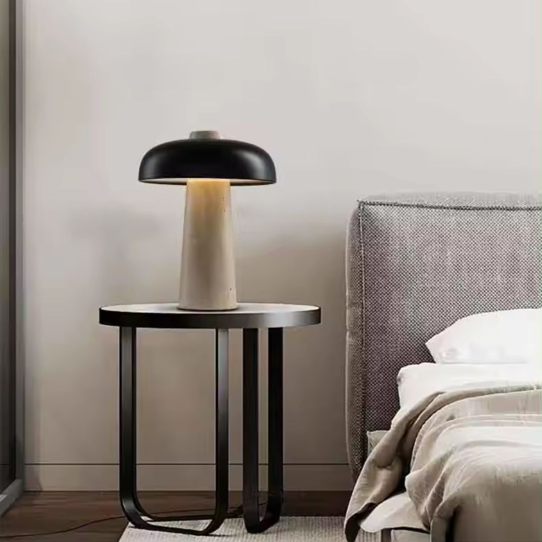 Matt Black Iron And Travertine Table Lamp MT80591-1-240 - Desk/table Lamps - ebarza Furniture UAE | Shop Modern Furniture in Abu Dhabi & Dubai - مفروشات ايبازرا في الامارات | تسوق اثاث عصري وديكورات مميزة في دبي وابوظبي
