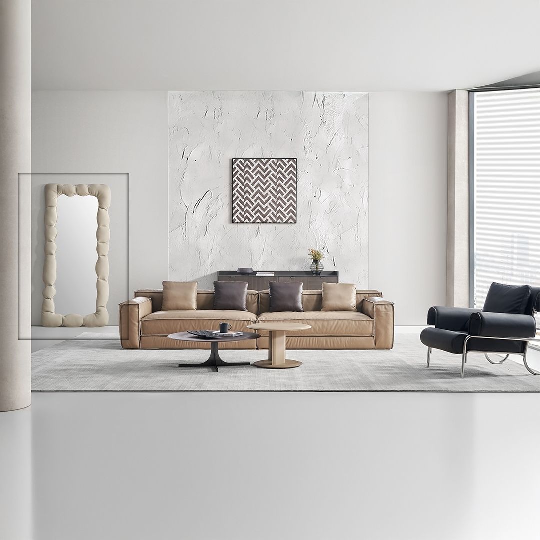 Microfiber Leather Mirror - AC011 - Mirrors - ebarza Furniture UAE | Shop Modern Furniture in Abu Dhabi & Dubai - مفروشات ايبازرا في الامارات | تسوق اثاث عصري وديكورات مميزة في دبي وابوظبي