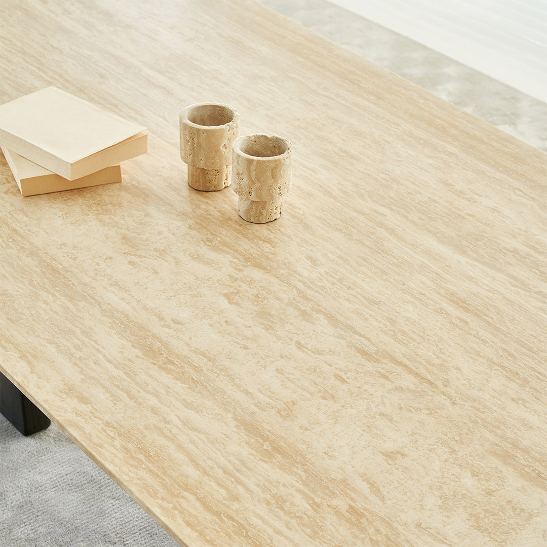 Miya Travertine Dining Table - BMBO-CT80357 - Dining Tables - ebarza Furniture UAE | Shop Modern Furniture in Abu Dhabi & Dubai - مفروشات ايبازرا في الامارات | تسوق اثاث عصري وديكورات مميزة في دبي وابوظبي