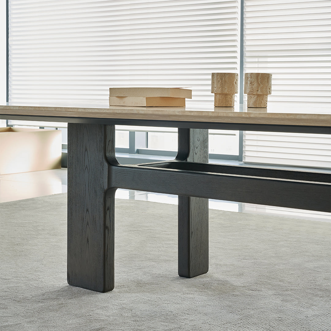 Miya Travertine Dining Table - BMBO-CT80357 - Dining Tables - ebarza Furniture UAE | Shop Modern Furniture in Abu Dhabi & Dubai - مفروشات ايبازرا في الامارات | تسوق اثاث عصري وديكورات مميزة في دبي وابوظبي