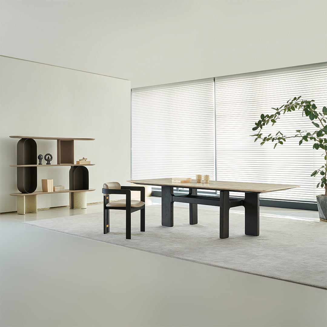 Miya Travertine Dining Table - BMBO-CT80357 - Dining Tables - ebarza Furniture UAE | Shop Modern Furniture in Abu Dhabi & Dubai - مفروشات ايبازرا في الامارات | تسوق اثاث عصري وديكورات مميزة في دبي وابوظبي
