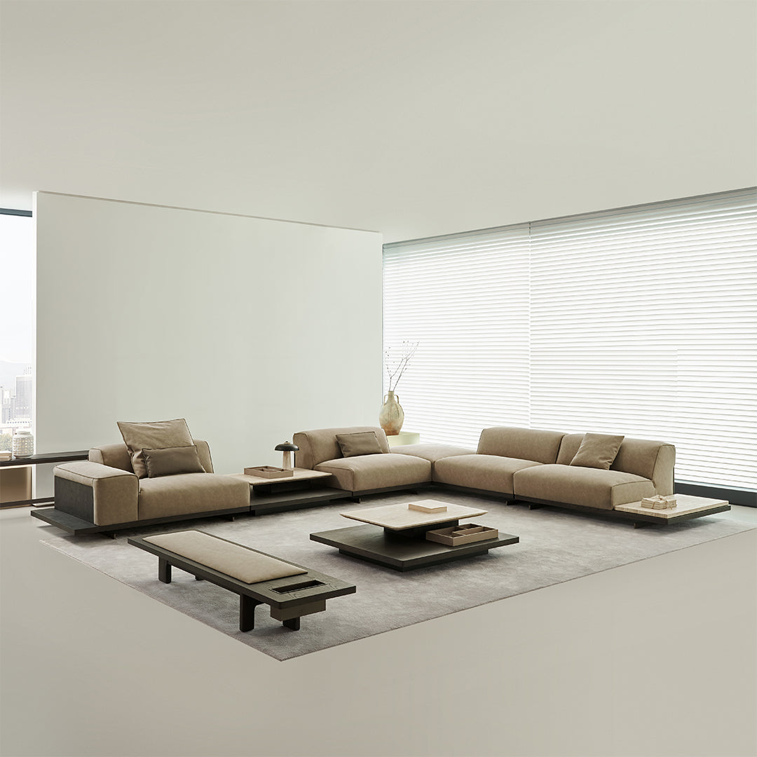 Miya Travertine Coffee Table - BMBO-BJ80350Y - Coffee tables - ebarza Furniture UAE | Shop Modern Furniture in Abu Dhabi & Dubai - مفروشات ايبازرا في الامارات | تسوق اثاث عصري وديكورات مميزة في دبي وابوظبي