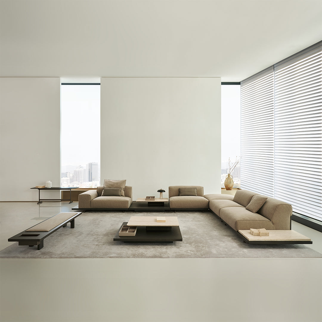 Miya Travertine Coffee Table - BMBO-BJ80350Y - Coffee tables - ebarza Furniture UAE | Shop Modern Furniture in Abu Dhabi & Dubai - مفروشات ايبازرا في الامارات | تسوق اثاث عصري وديكورات مميزة في دبي وابوظبي