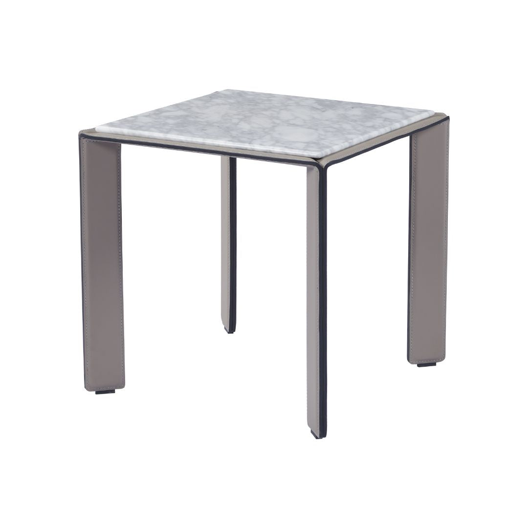 Natural Bianco Carrara Venato Marble Side Table CH-1111S - Side Tables - ebarza Furniture UAE | Shop Modern Furniture in Abu Dhabi & Dubai - مفروشات ايبازرا في الامارات | تسوق اثاث عصري وديكورات مميزة في دبي وابوظبي