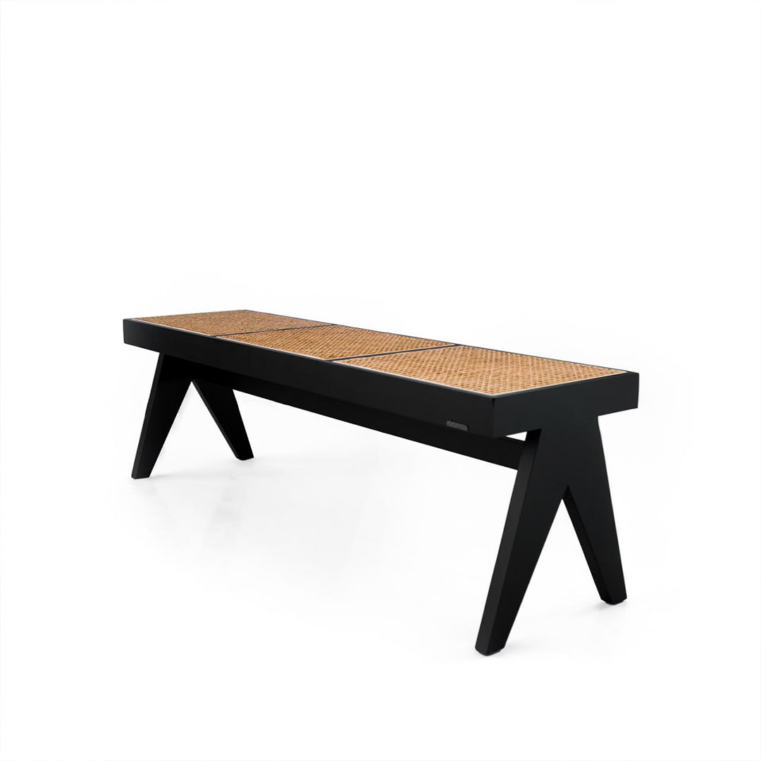 Natural Black with Natural Mesh Wood Bench MLL-WB01Black - Benches - ebarza Furniture UAE | Shop Modern Furniture in Abu Dhabi & Dubai - مفروشات ايبازرا في الامارات | تسوق اثاث عصري وديكورات مميزة في دبي وابوظبي