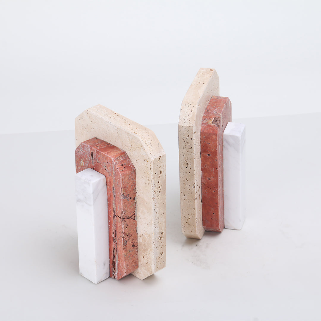 Natural Harmony: Set of 2 Stone Bookends for Timeless Shelf Styling KH3006 - Bookends - ebarza Furniture UAE | Shop Modern Furniture in Abu Dhabi & Dubai - مفروشات ايبازرا في الامارات | تسوق اثاث عصري وديكورات مميزة في دبي وابوظبي