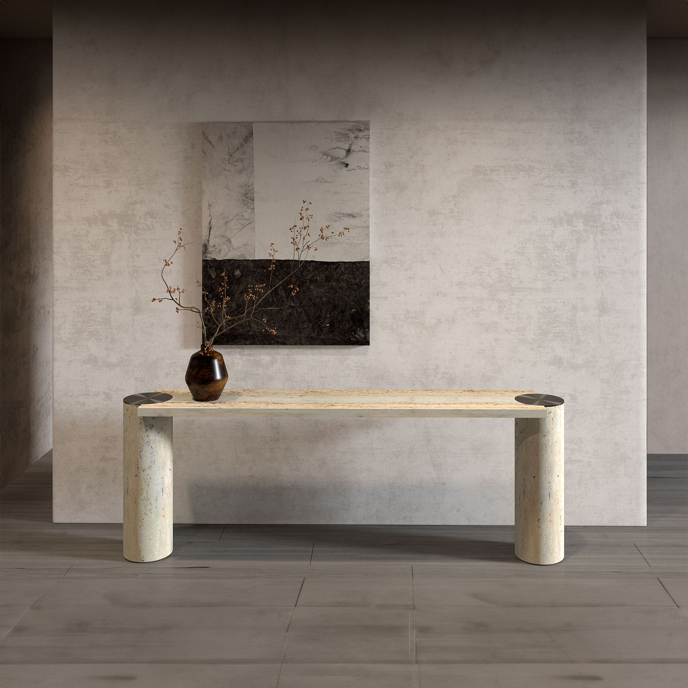 AS IS- Zurich Travertine Console 200cm - DZ463DTS / 463DTS - DISPLAY ITEM - ebarza Furniture UAE | Shop Modern Furniture in Abu Dhabi & Dubai - مفروشات ايبازرا في الامارات | تسوق اثاث عصري وديكورات مميزة في دبي وابوظبي