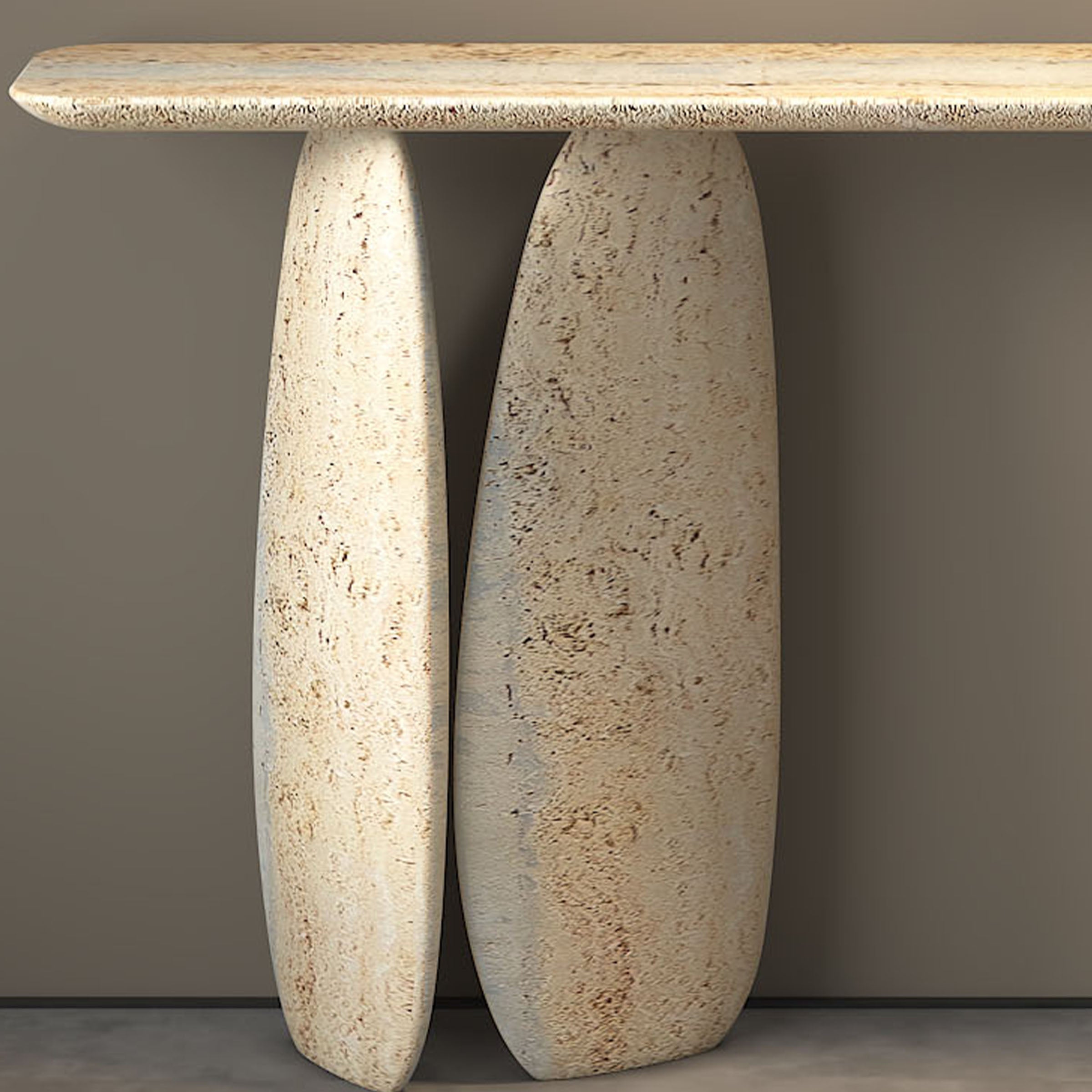 As Is - Lisbon Travertine Console Table - 495DTS-160cm - DISPLAY ITEM - ebarza Furniture UAE | Shop Modern Furniture in Abu Dhabi & Dubai - مفروشات ايبازرا في الامارات | تسوق اثاث عصري وديكورات مميزة في دبي وابوظبي