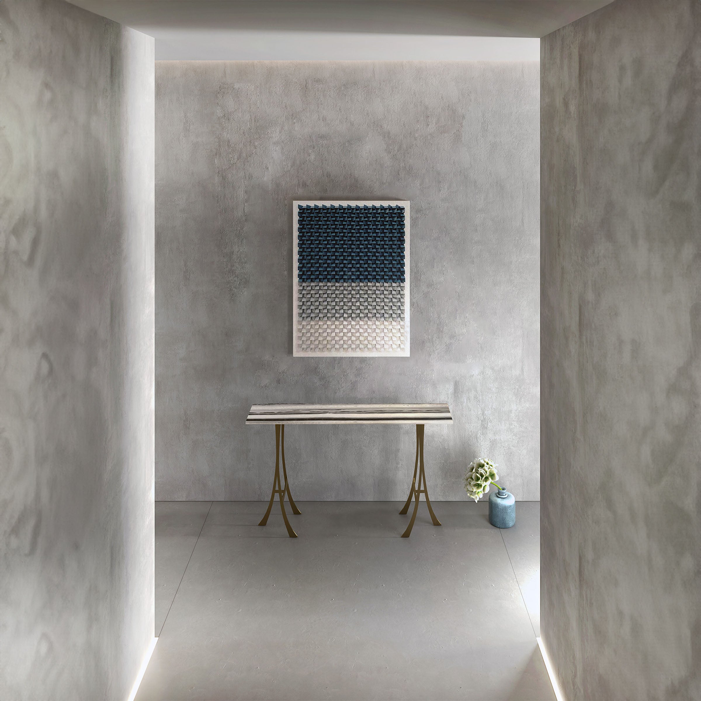 Natural Stone Water Melody Stainless Steel Console Table 421HT - Consoles - ebarza Furniture UAE | Shop Modern Furniture in Abu Dhabi & Dubai - مفروشات ايبازرا في الامارات | تسوق اثاث عصري وديكورات مميزة في دبي وابوظبي