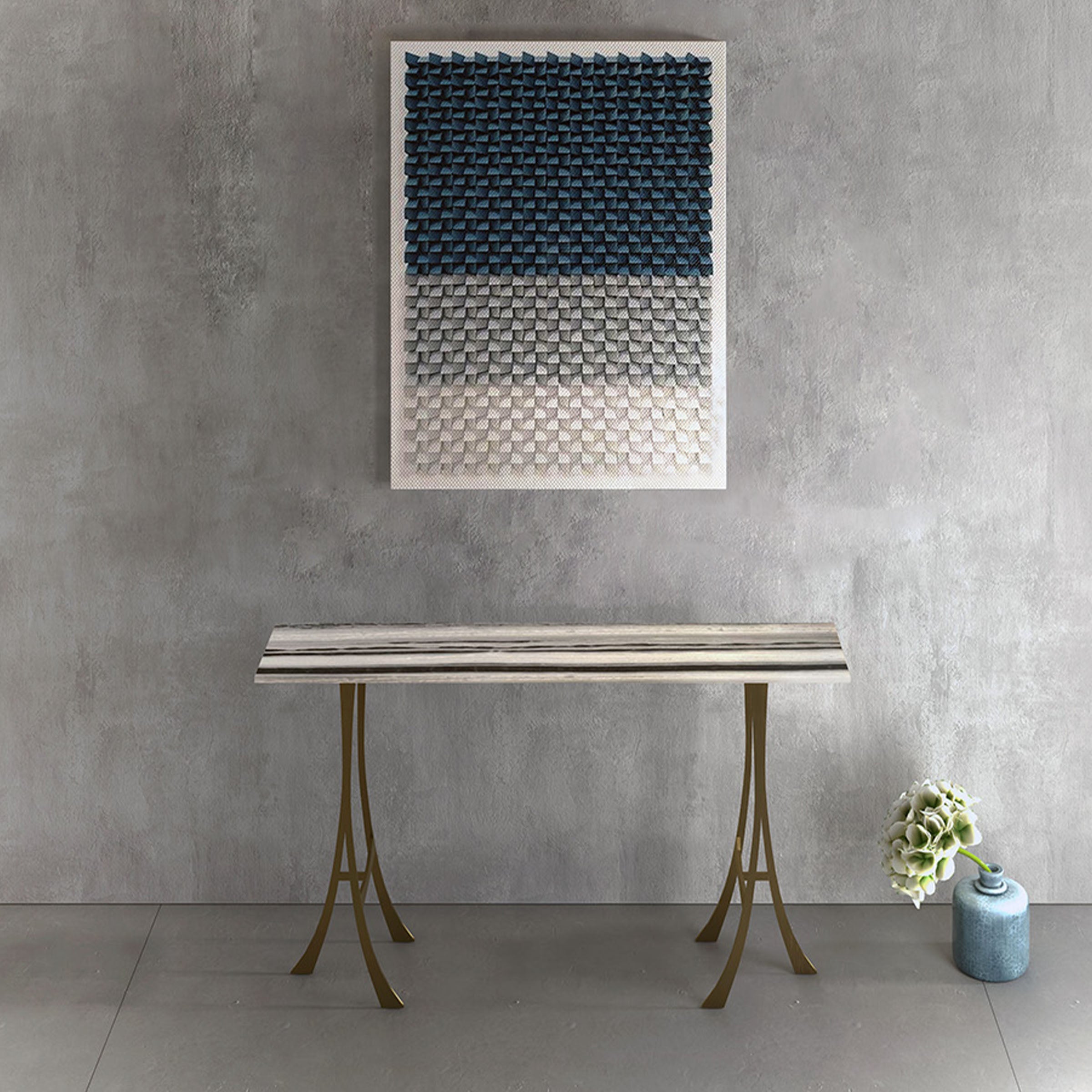 Natural Stone Water Melody Stainless Steel Console Table 421HT - Consoles - ebarza Furniture UAE | Shop Modern Furniture in Abu Dhabi & Dubai - مفروشات ايبازرا في الامارات | تسوق اثاث عصري وديكورات مميزة في دبي وابوظبي