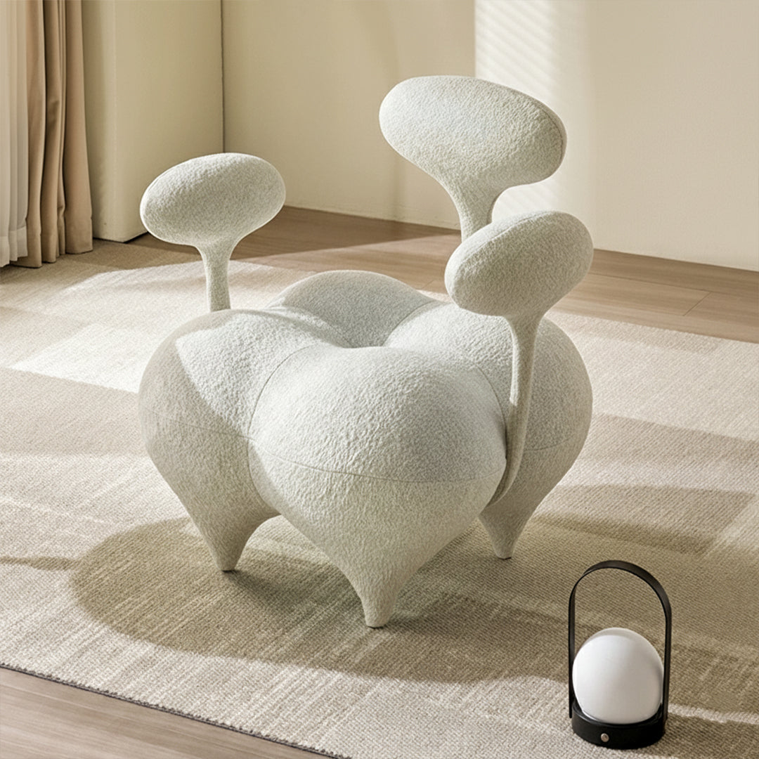 Nodus Lounge Chair PZ-666-L - Beige White -  Lounge Chairs - ebarza Furniture UAE | Shop Modern Furniture in Abu Dhabi & Dubai - مفروشات ايبازرا في الامارات | تسوق اثاث عصري وديكورات مميزة في دبي وابوظبي