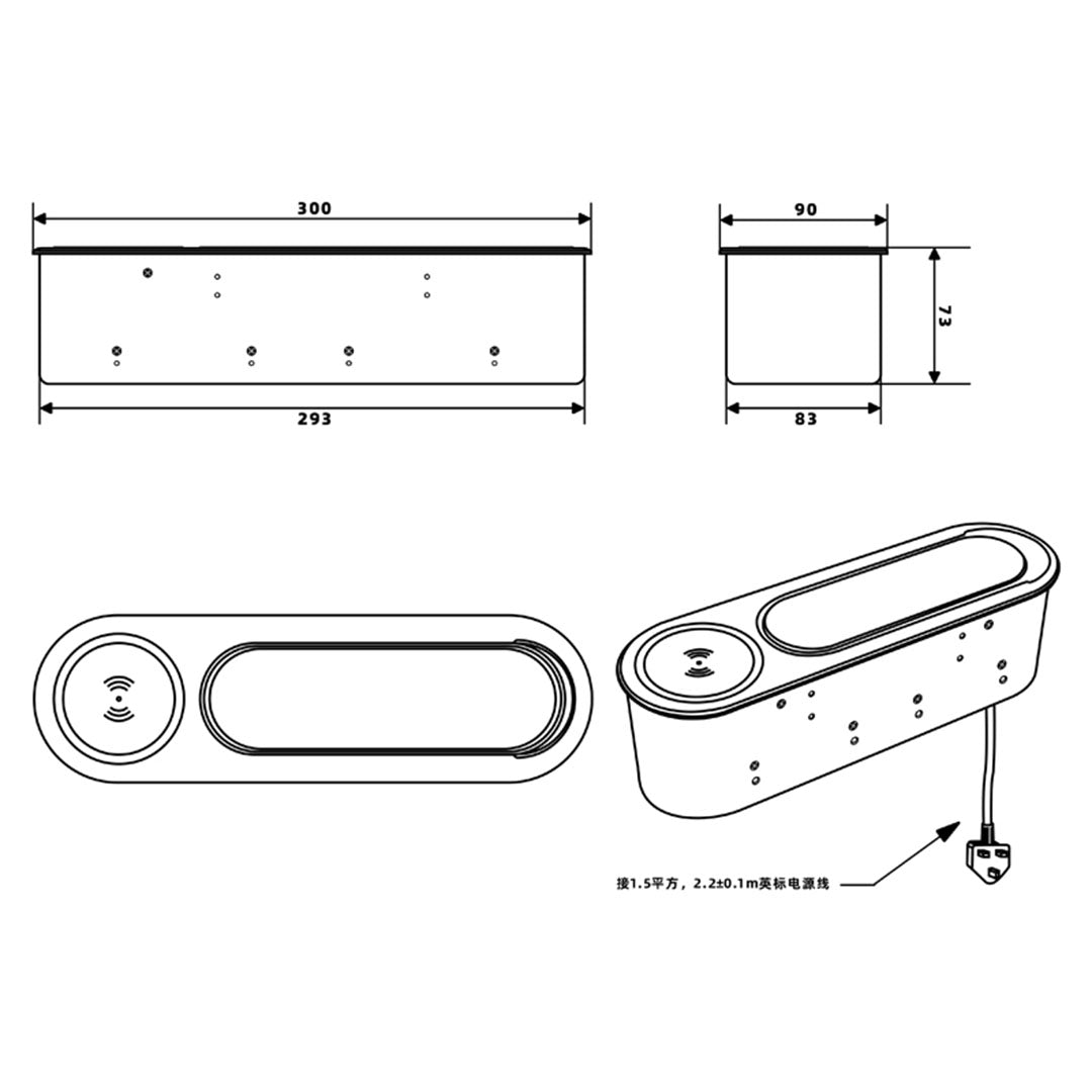Oral Desktop Socket With Wireless Charger AH08-D - Smart Sockets - ebarza Furniture UAE | Shop Modern Furniture in Abu Dhabi & Dubai - مفروشات ايبازرا في الامارات | تسوق اثاث عصري وديكورات مميزة في دبي وابوظبي