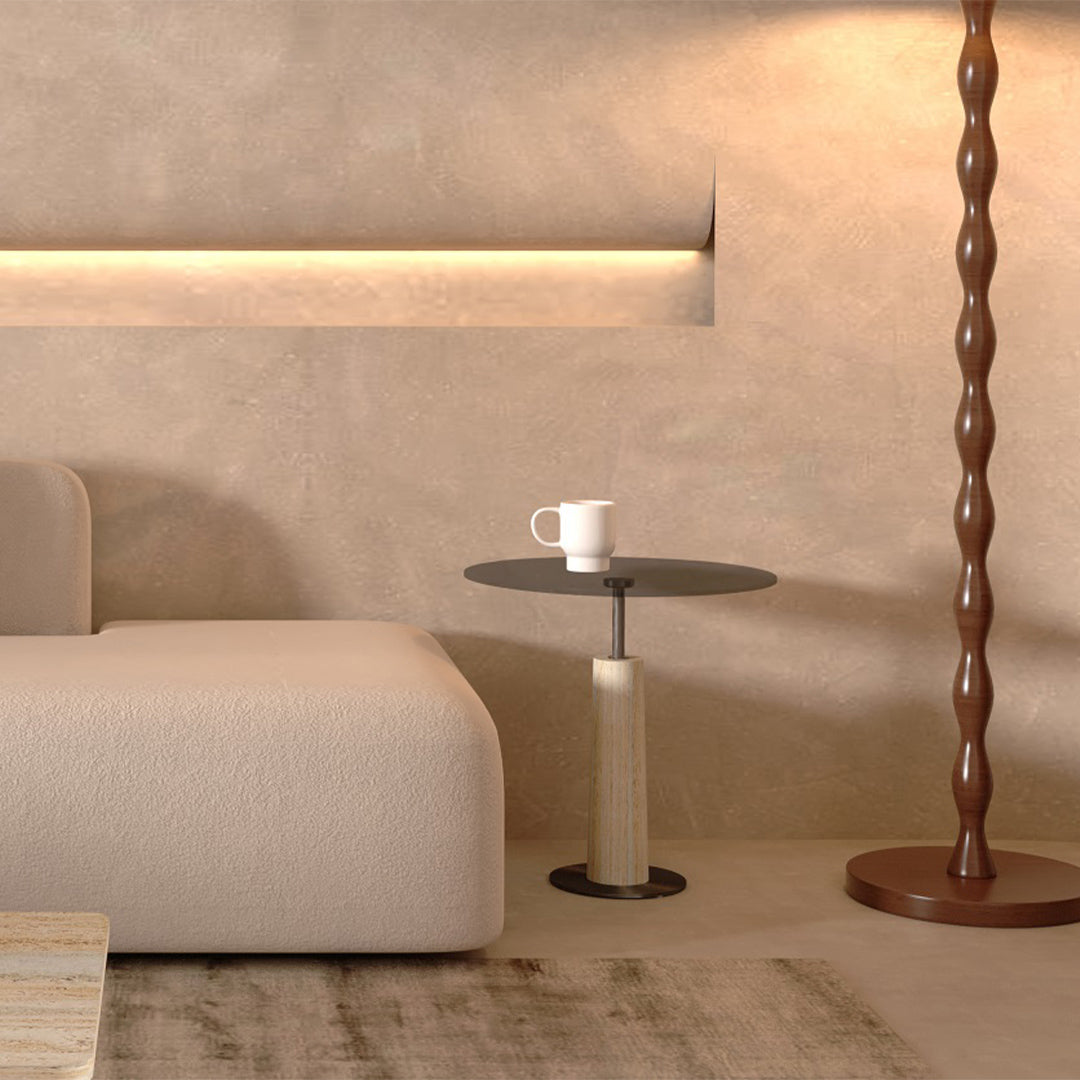 Orizzonte Travertine Side Table - 212ST-S - Side Tables - ebarza Furniture UAE | Shop Modern Furniture in Abu Dhabi & Dubai - مفروشات ايبازرا في الامارات | تسوق اثاث عصري وديكورات مميزة في دبي وابوظبي