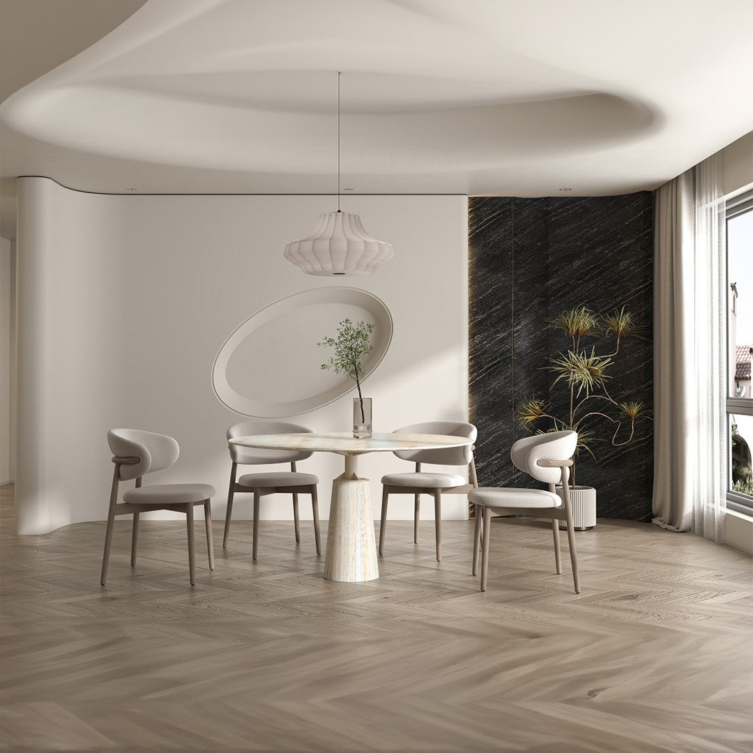 Palma Travertine Dining Table - 308DTS - Dining Tables - ebarza Furniture UAE | Shop Modern Furniture in Abu Dhabi & Dubai - مفروشات ايبازرا في الامارات | تسوق اثاث عصري وديكورات مميزة في دبي وابوظبي