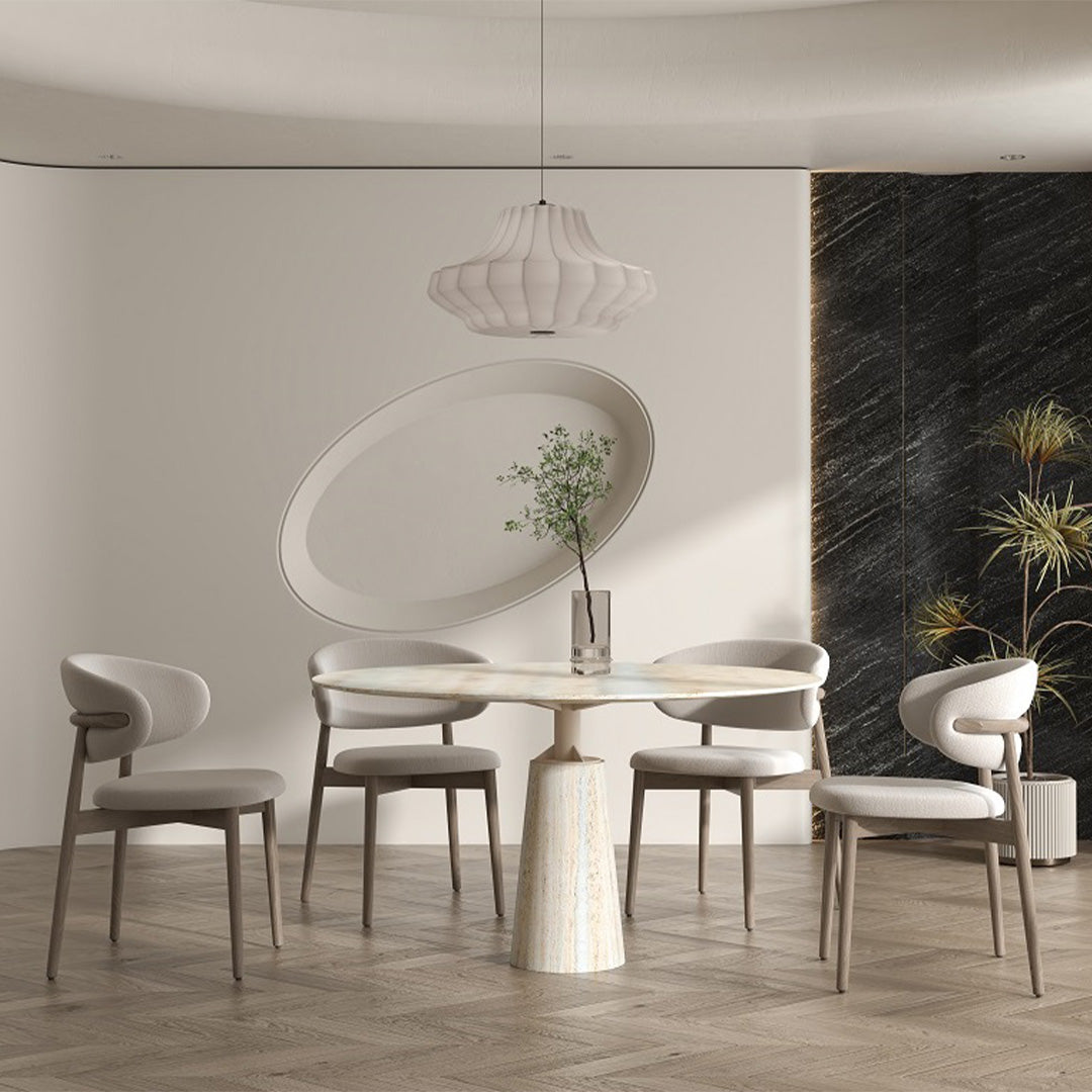 Palma Travertine Dining Table - 308DTS - Dining Tables - ebarza Furniture UAE | Shop Modern Furniture in Abu Dhabi & Dubai - مفروشات ايبازرا في الامارات | تسوق اثاث عصري وديكورات مميزة في دبي وابوظبي