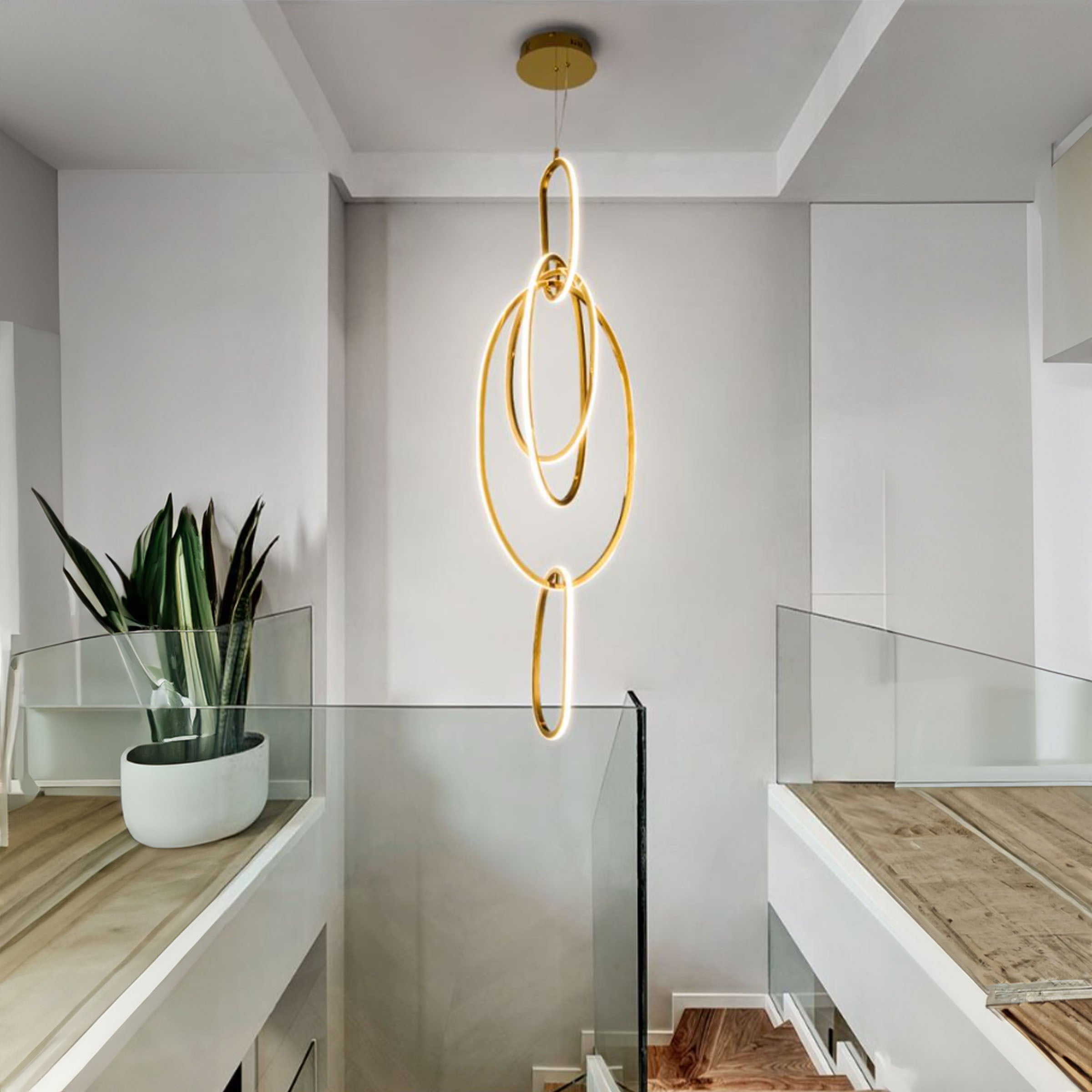 Cosmic Rings Golden Pendant Lamp CY-DD-1047 - Pendant Lamps - ebarza Furniture UAE | Shop Modern Furniture in Abu Dhabi & Dubai - مفروشات ايبازرا في الامارات | تسوق اثاث عصري وديكورات مميزة في دبي وابوظبي