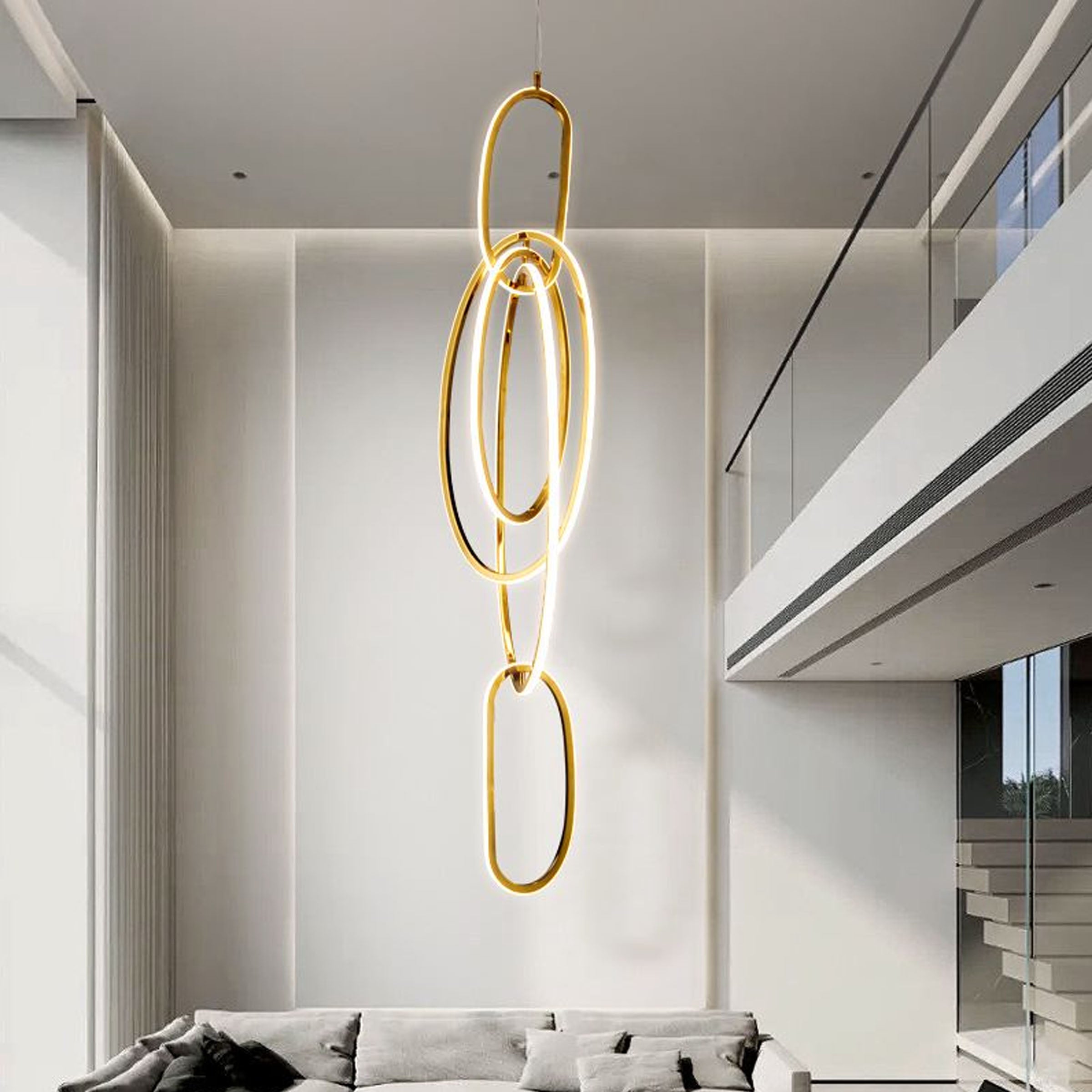 Cosmic Rings Golden Pendant Lamp CY-DD-1047 - Pendant Lamps - ebarza Furniture UAE | Shop Modern Furniture in Abu Dhabi & Dubai - مفروشات ايبازرا في الامارات | تسوق اثاث عصري وديكورات مميزة في دبي وابوظبي