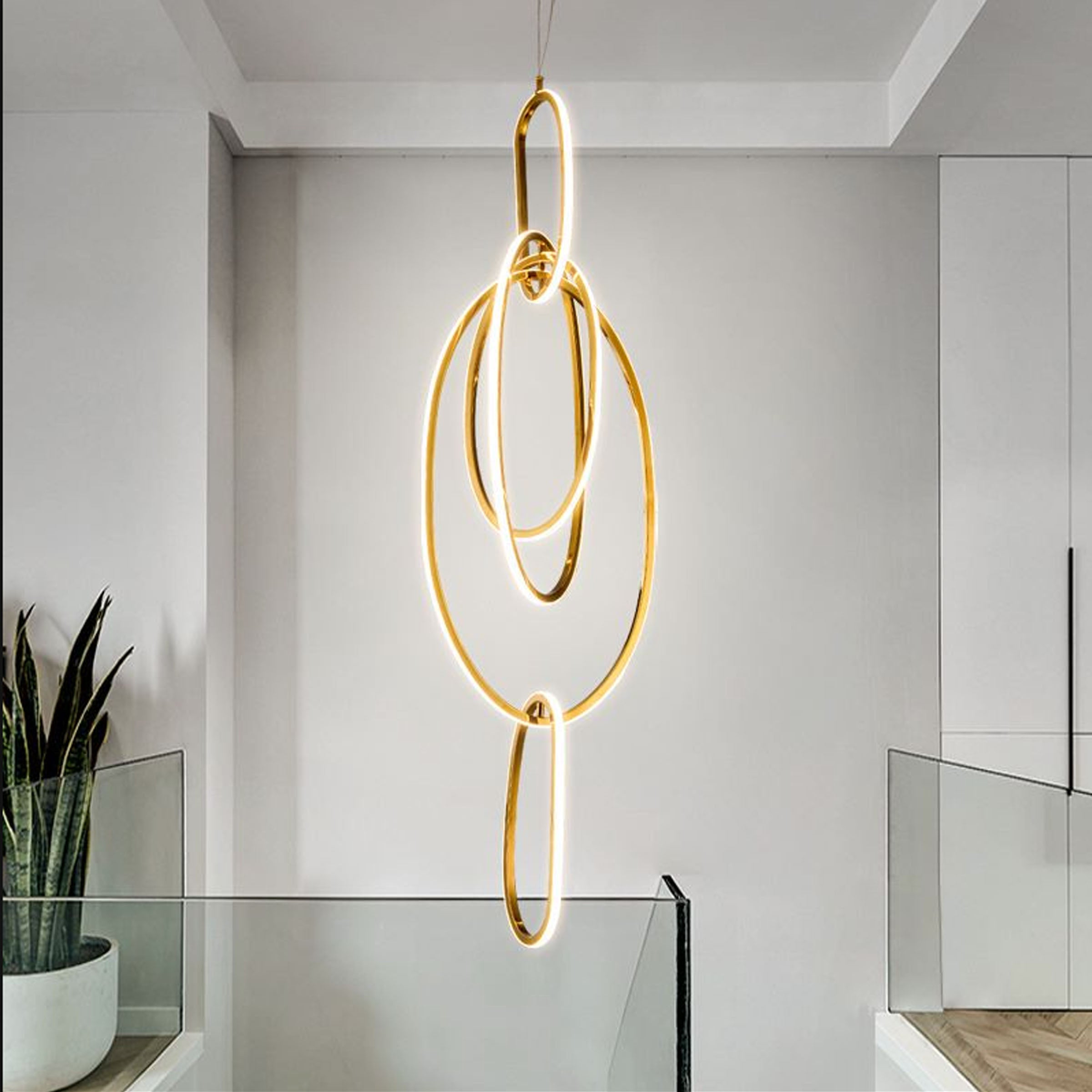 Cosmic Rings Golden Pendant Lamp CY-DD-1047 - Pendant Lamps - ebarza Furniture UAE | Shop Modern Furniture in Abu Dhabi & Dubai - مفروشات ايبازرا في الامارات | تسوق اثاث عصري وديكورات مميزة في دبي وابوظبي