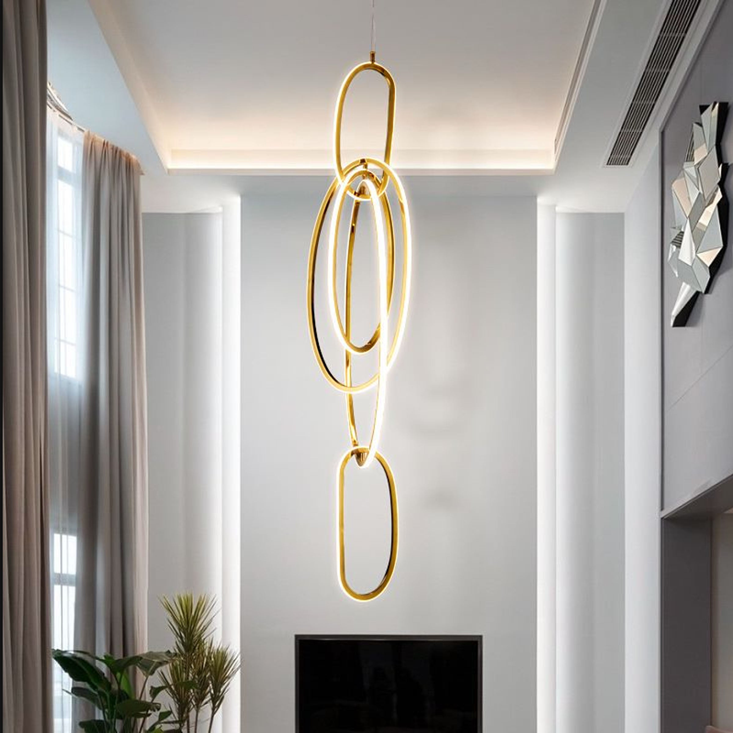 Cosmic Rings Golden Pendant Lamp CY-DD-1047 - Pendant Lamps - ebarza Furniture UAE | Shop Modern Furniture in Abu Dhabi & Dubai - مفروشات ايبازرا في الامارات | تسوق اثاث عصري وديكورات مميزة في دبي وابوظبي