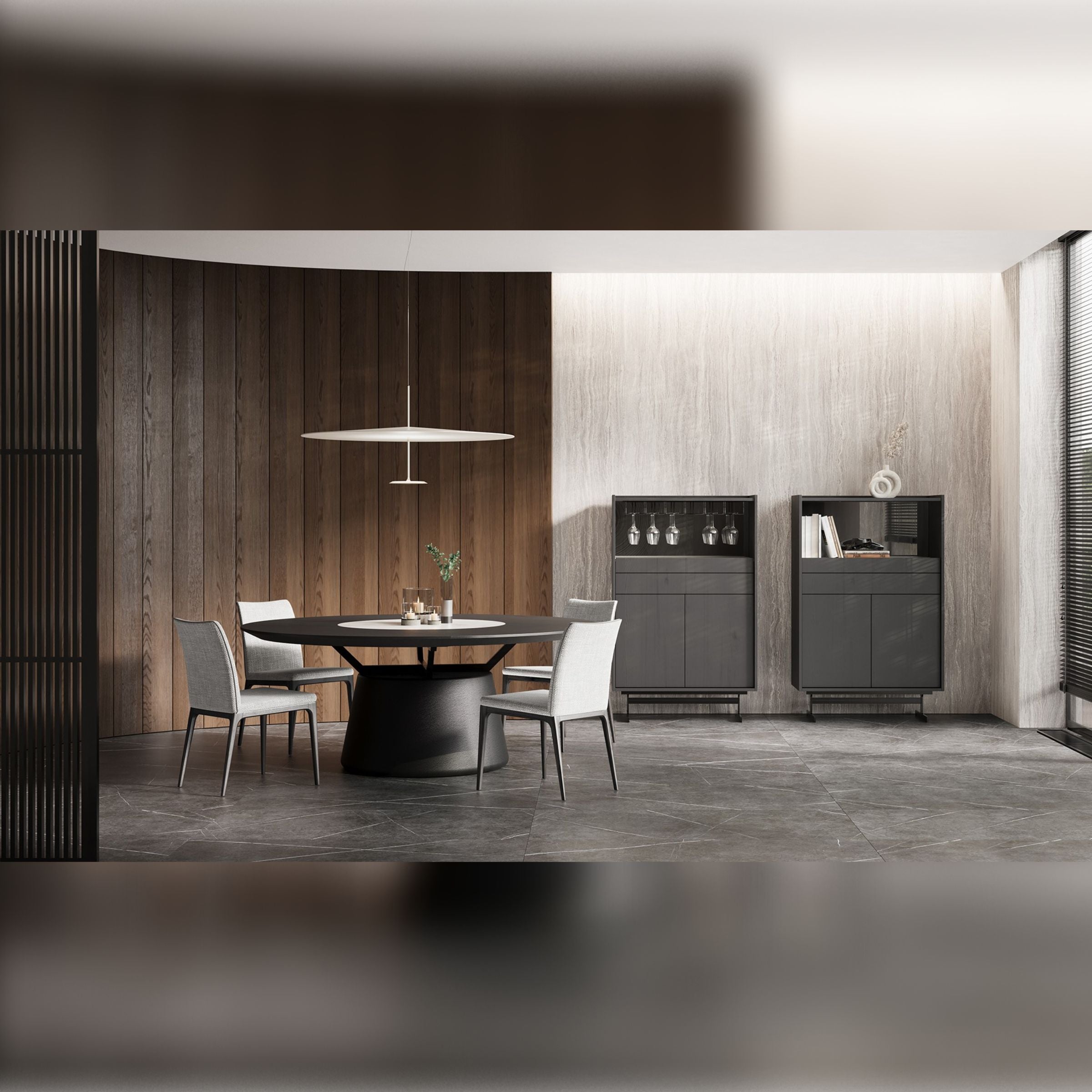 Collect Grey Round Dining Table 190cm YLCG-DTR190 - Dining Tables - ebarza Furniture UAE | Shop Modern Furniture in Abu Dhabi & Dubai - مفروشات ايبازرا في الامارات | تسوق اثاث عصري وديكورات مميزة في دبي وابوظبي