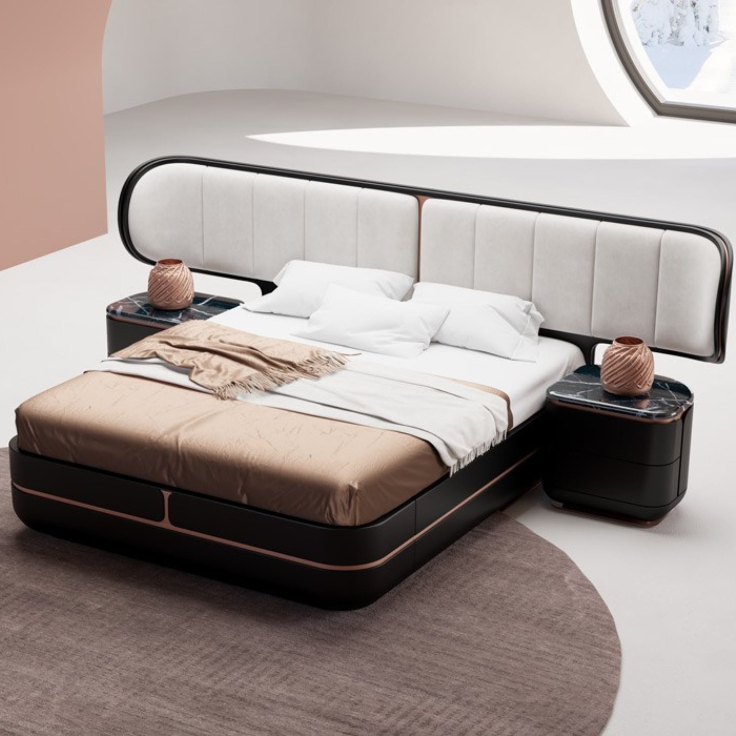 Tulip King Size Bedstead KARTLP001-Black - Bedsteads - ebarza Furniture UAE | Shop Modern Furniture in Abu Dhabi & Dubai - مفروشات ايبازرا في الامارات | تسوق اثاث عصري وديكورات مميزة في دبي وابوظبي