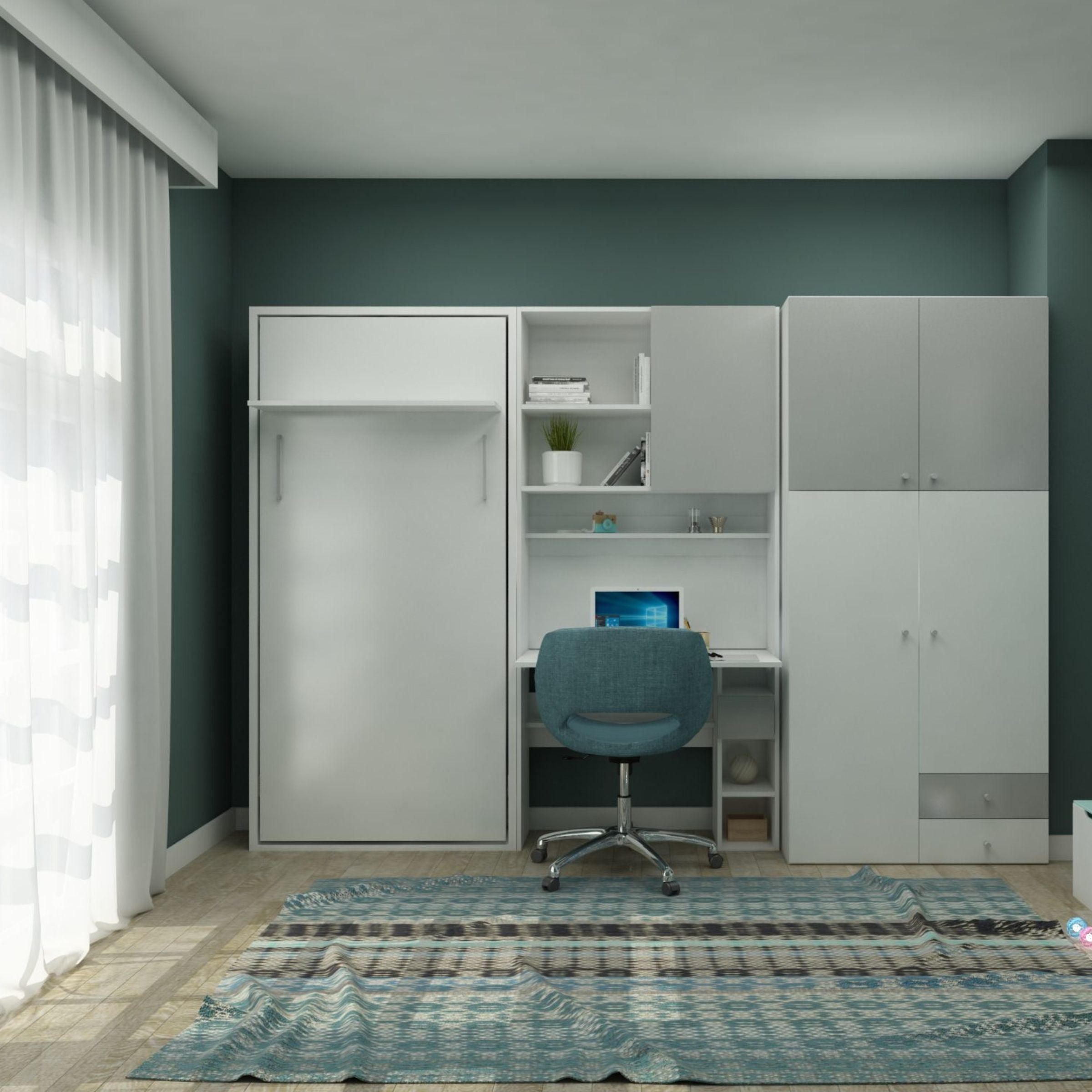 Happy Convertable Wall Bed With Quality Mattress 1101 - Bedsteads - ebarza Furniture UAE | Shop Modern Furniture in Abu Dhabi & Dubai - مفروشات ايبازرا في الامارات | تسوق اثاث عصري وديكورات مميزة في دبي وابوظبي