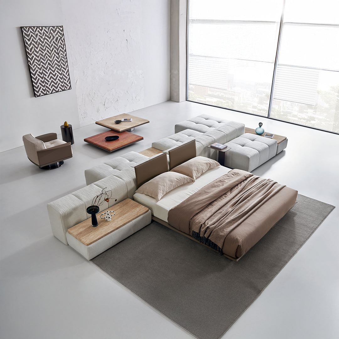 Puzzle Suspended Bed Base with 2 backrest - SF080 -  Bedsteads - ebarza Furniture UAE | Shop Modern Furniture in Abu Dhabi & Dubai - مفروشات ايبازرا في الامارات | تسوق اثاث عصري وديكورات مميزة في دبي وابوظبي