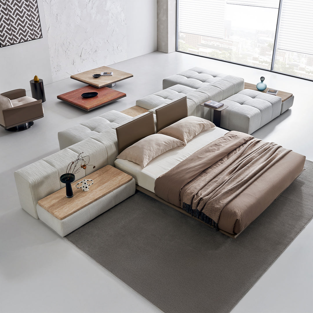 Puzzle Suspended Bed Base with 2 backrest - SF080 -  Bedsteads - ebarza Furniture UAE | Shop Modern Furniture in Abu Dhabi & Dubai - مفروشات ايبازرا في الامارات | تسوق اثاث عصري وديكورات مميزة في دبي وابوظبي