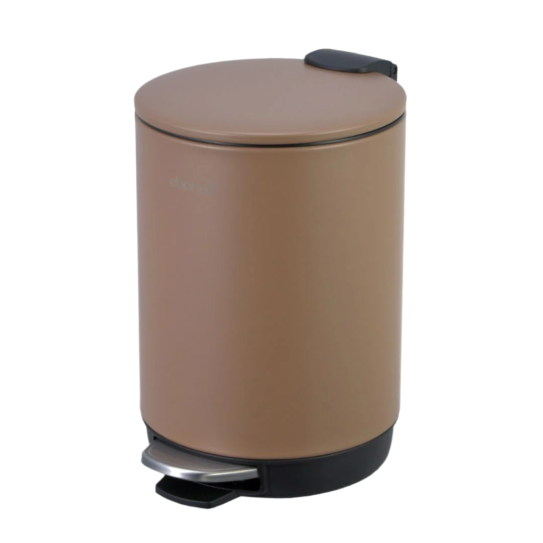 Round High Basement Step Trash Can - 10171P-PP-3L - Brown - Bathroom Accessories - ebarza Furniture UAE | Shop Modern Furniture in Abu Dhabi & Dubai - مفروشات ايبازرا في الامارات | تسوق اثاث عصري وديكورات مميزة في دبي وابوظبي