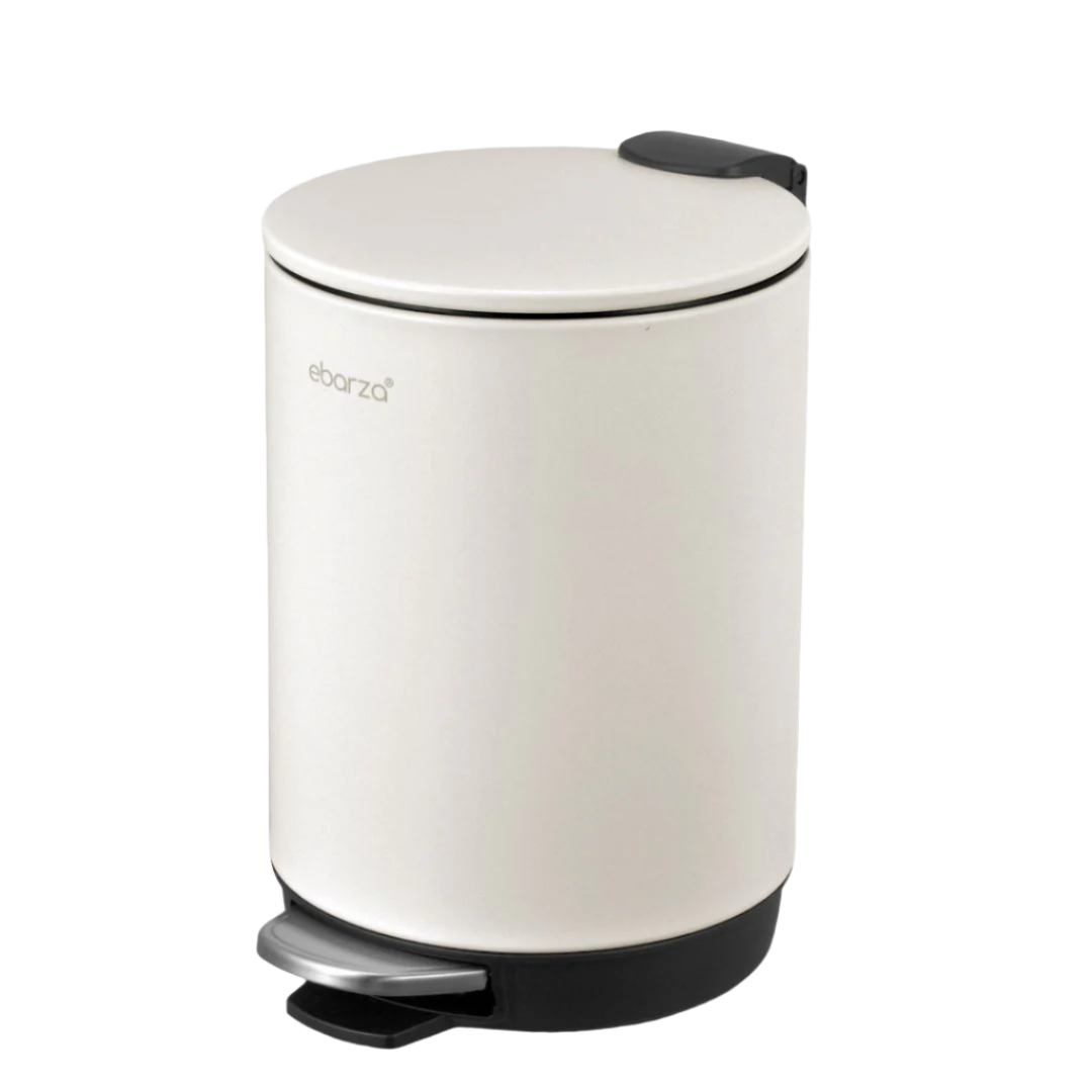 Round High Basement Step Trash Can - 10171P-PP-3L - Cream - Bathroom Accessories - ebarza Furniture UAE | Shop Modern Furniture in Abu Dhabi & Dubai - مفروشات ايبازرا في الامارات | تسوق اثاث عصري وديكورات مميزة في دبي وابوظبي