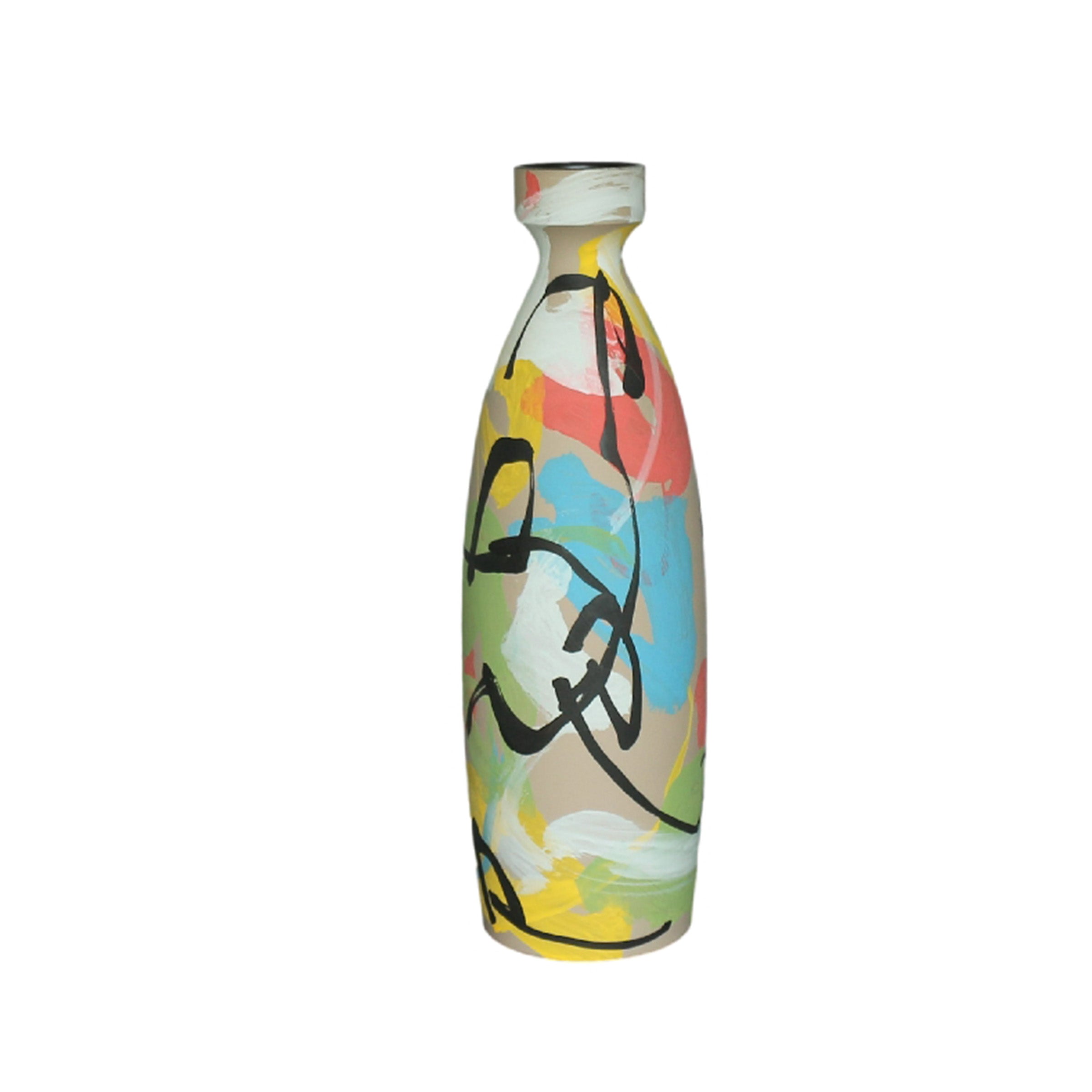 Hand-Painted Floral Burst Vase S23043 - Vases - ebarza Furniture UAE | Shop Modern Furniture in Abu Dhabi & Dubai - مفروشات ايبازرا في الامارات | تسوق اثاث عصري وديكورات مميزة في دبي وابوظبي