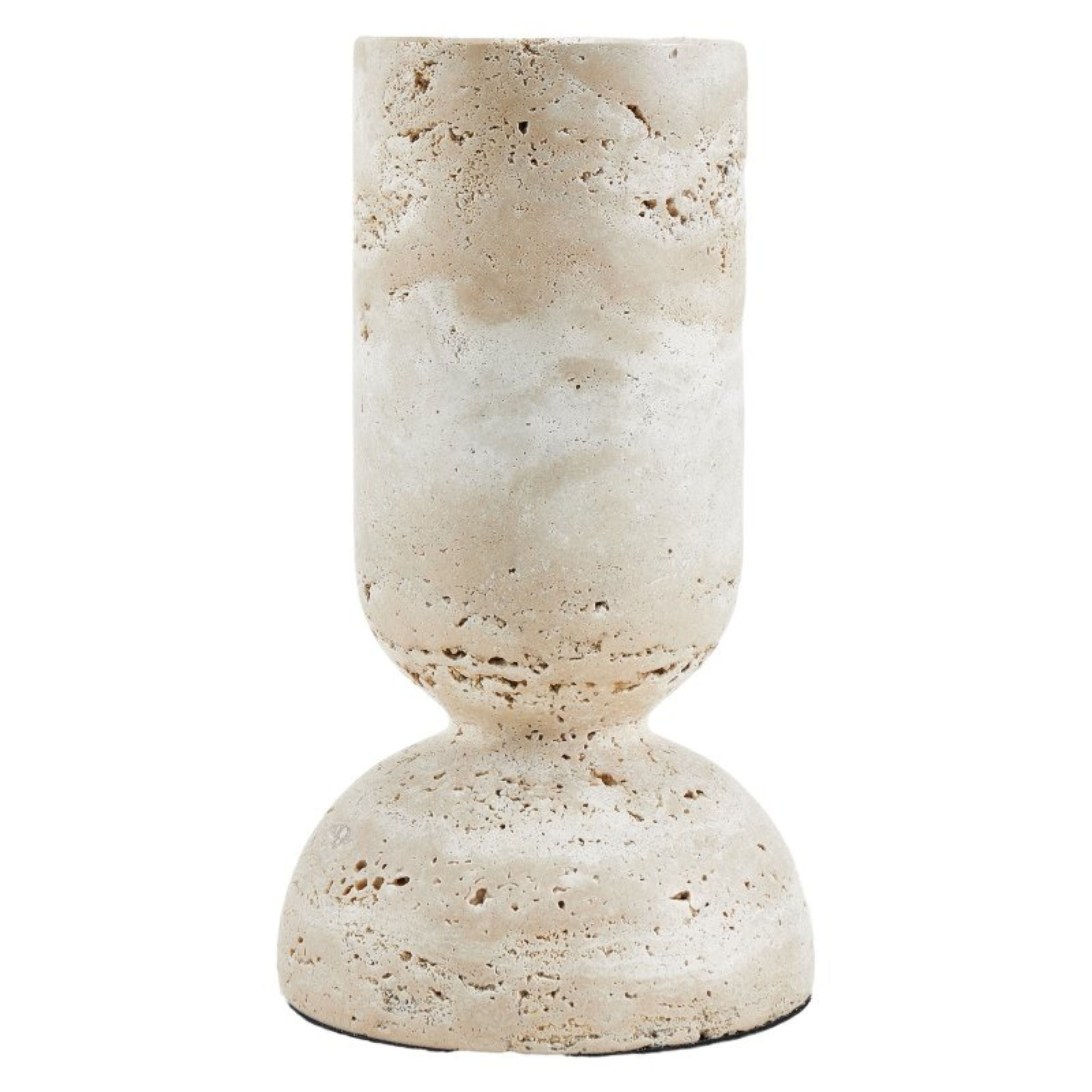 BEIGE MARBLE CANDLE HOLDER-LG  F1190L -  Candle Holders - ebarza Furniture UAE | Shop Modern Furniture in Abu Dhabi & Dubai - مفروشات ايبازرا في الامارات | تسوق اثاث عصري وديكورات مميزة في دبي وابوظبي