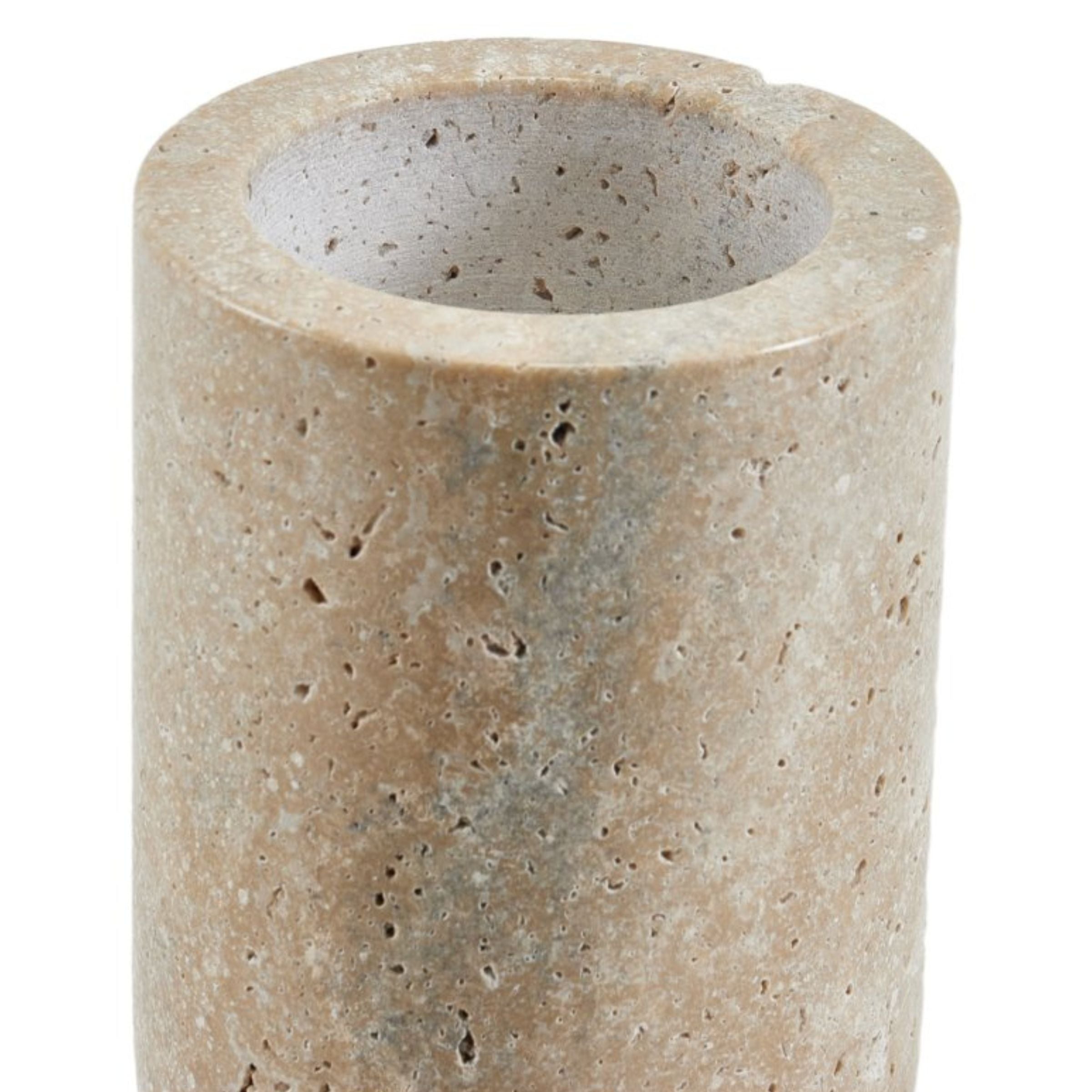 BEIGE MARBLE CANDLE HOLDER-LG F1190L - Candle Holders - ebarza Furniture UAE | Shop Modern Furniture in Abu Dhabi & Dubai - مفروشات ايبازرا في الامارات | تسوق اثاث عصري وديكورات مميزة في دبي وابوظبي