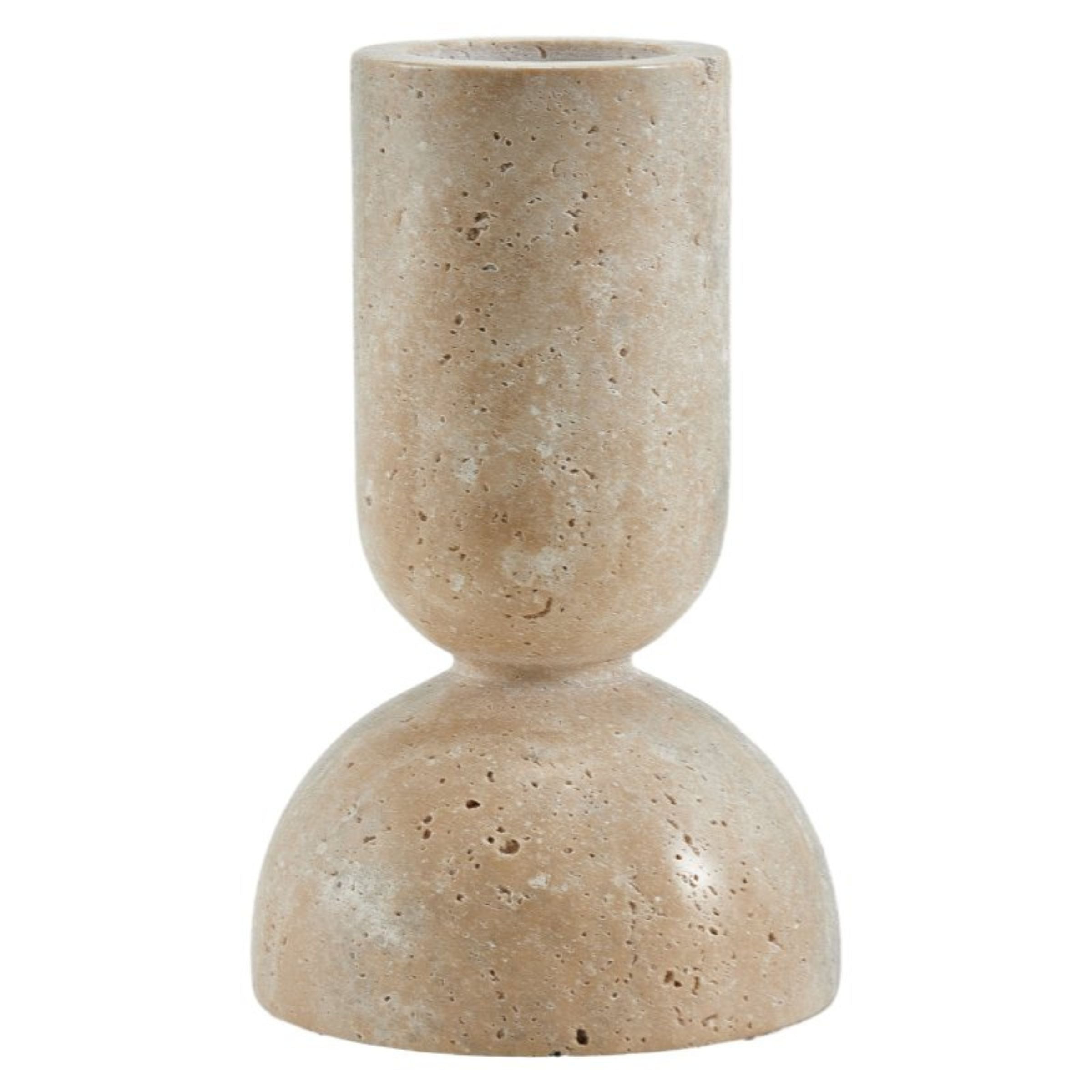 BEIGE MARBLE CANDLE HOLDER-LG  F1190L -  Candle Holders - ebarza Furniture UAE | Shop Modern Furniture in Abu Dhabi & Dubai - مفروشات ايبازرا في الامارات | تسوق اثاث عصري وديكورات مميزة في دبي وابوظبي
