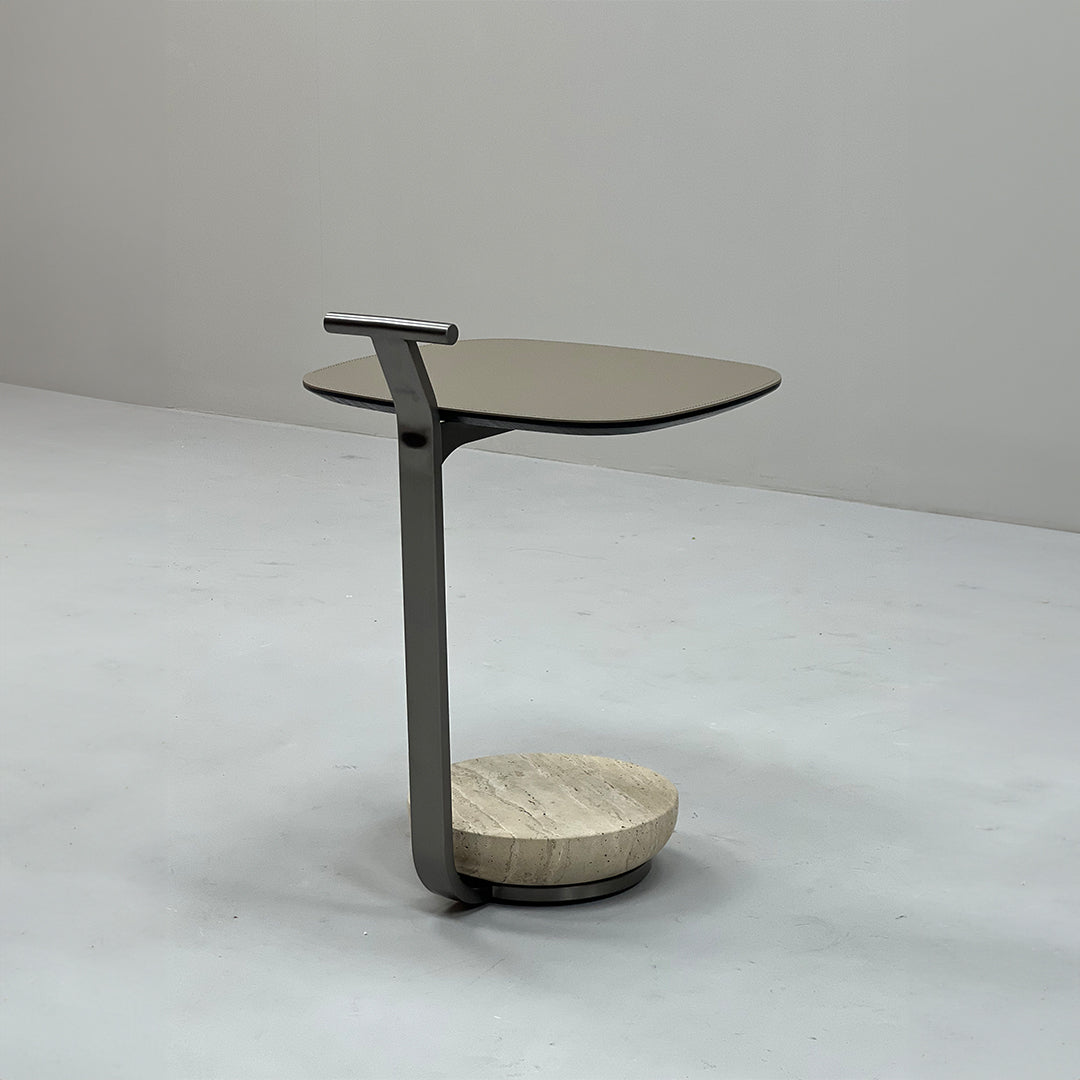 Saddle Leather Side Table JK-D148 - Side Tables - ebarza Furniture UAE | Shop Modern Furniture in Abu Dhabi & Dubai - مفروشات ايبازرا في الامارات | تسوق اثاث عصري وديكورات مميزة في دبي وابوظبي