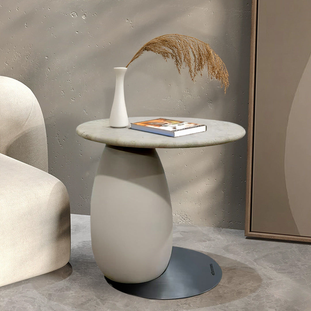 Rift Travertine Side Table JK-D157 - Side Tables - ebarza Furniture UAE | Shop Modern Furniture in Abu Dhabi & Dubai - مفروشات ايبازرا في الامارات | تسوق اثاث عصري وديكورات مميزة في دبي وابوظبي