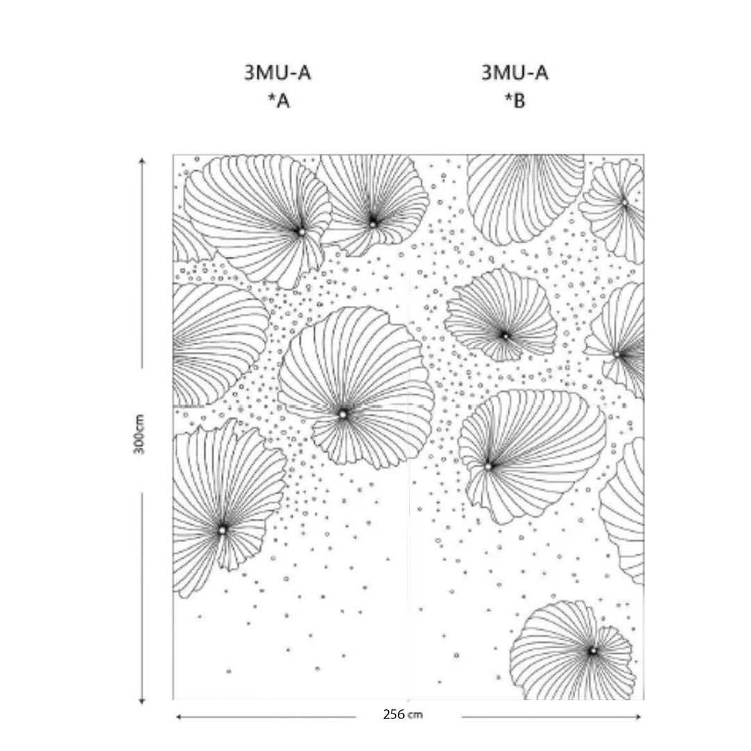 Set of 2 Lunar Bloom Textured Wall Fabric Wallcovering - 3MU-A14A/3MU-A14B
