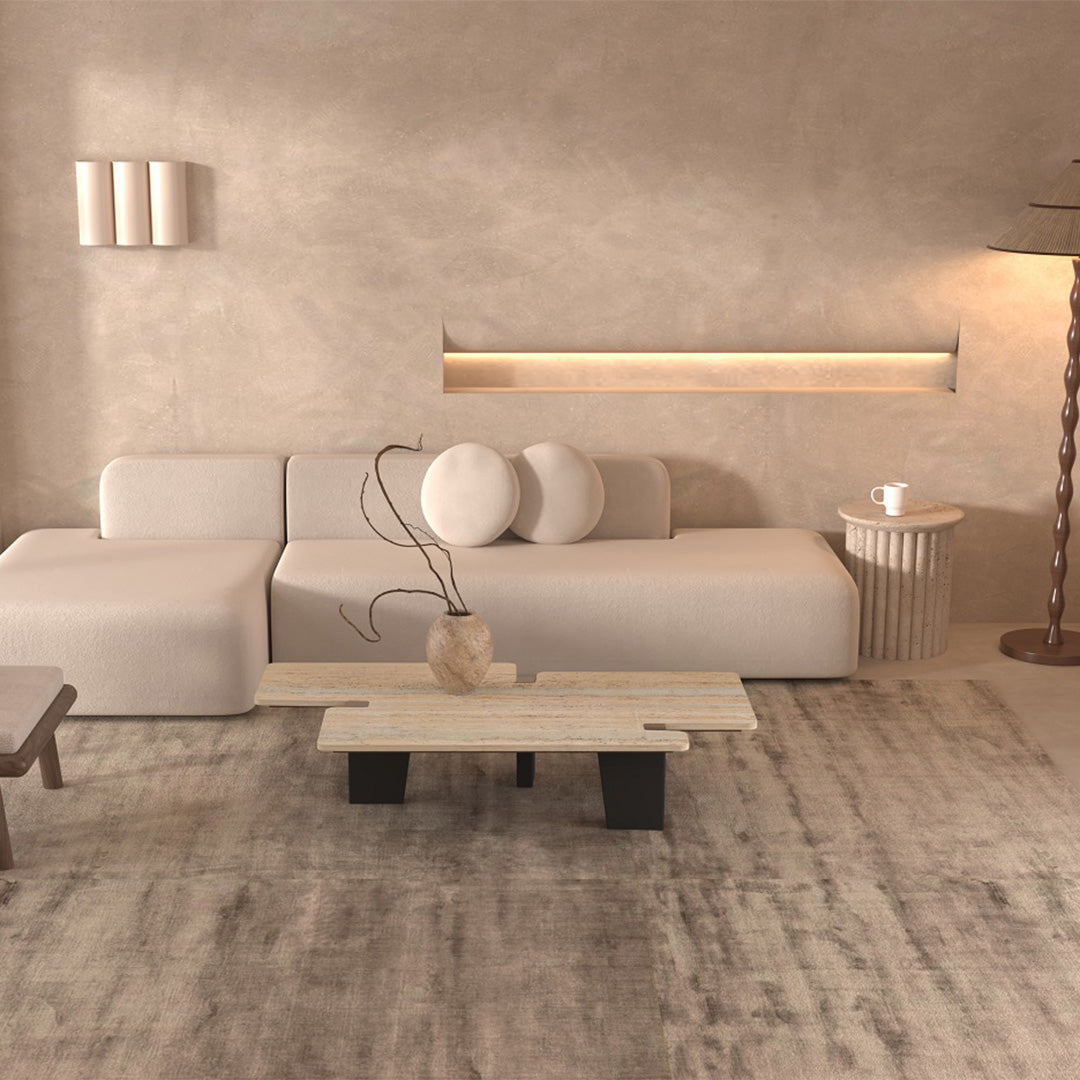 Silvia Travertine Center Table - 449CTS - Coffee tables - ebarza Furniture UAE | Shop Modern Furniture in Abu Dhabi & Dubai - مفروشات ايبازرا في الامارات | تسوق اثاث عصري وديكورات مميزة في دبي وابوظبي