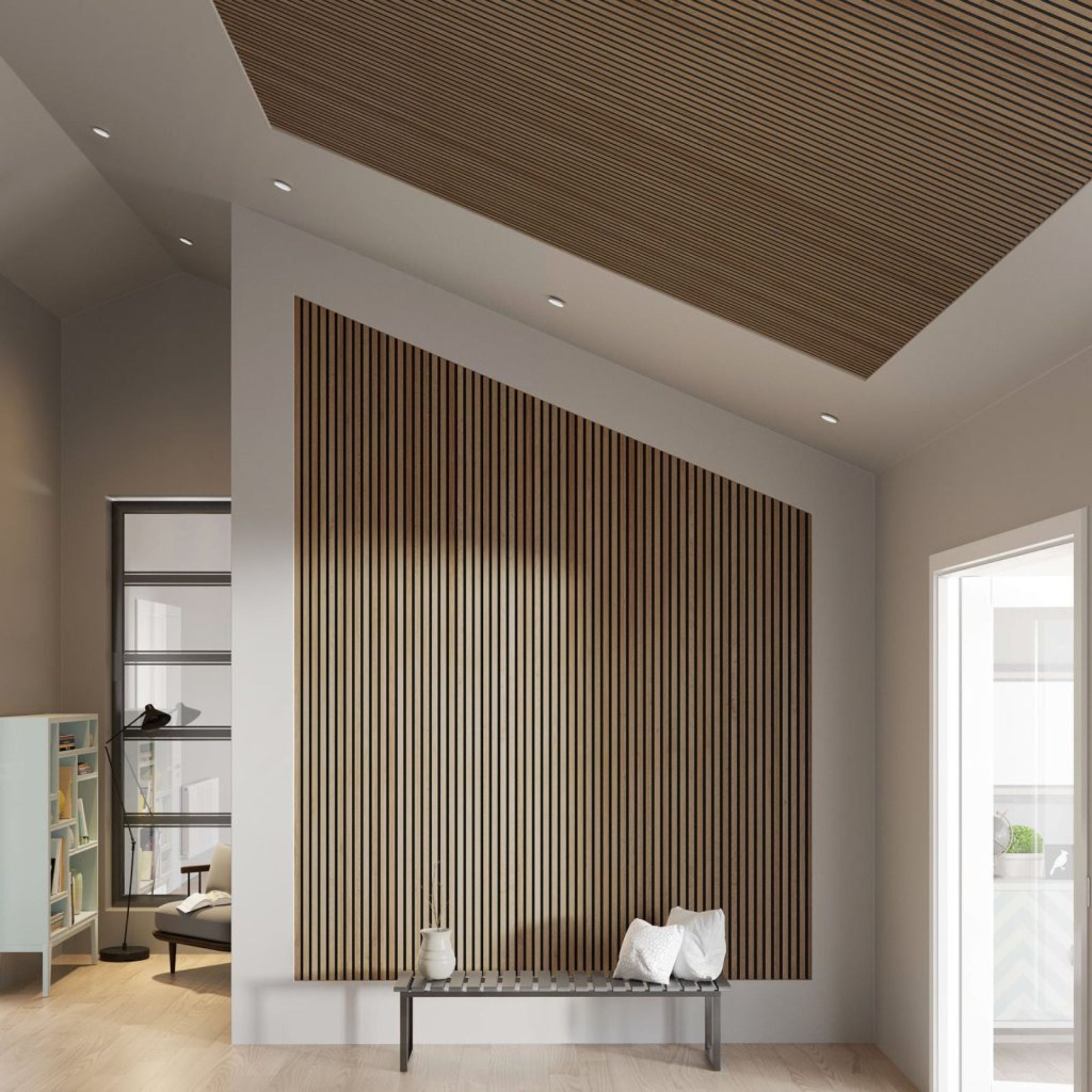 Sample of Slat acoustic panel fire retardant - Natural walnut-Sample - Wall panels samples - ebarza Furniture UAE | Shop Modern Furniture in Abu Dhabi & Dubai - مفروشات ايبازرا في الامارات | تسوق اثاث عصري وديكورات مميزة في دبي وابوظبي