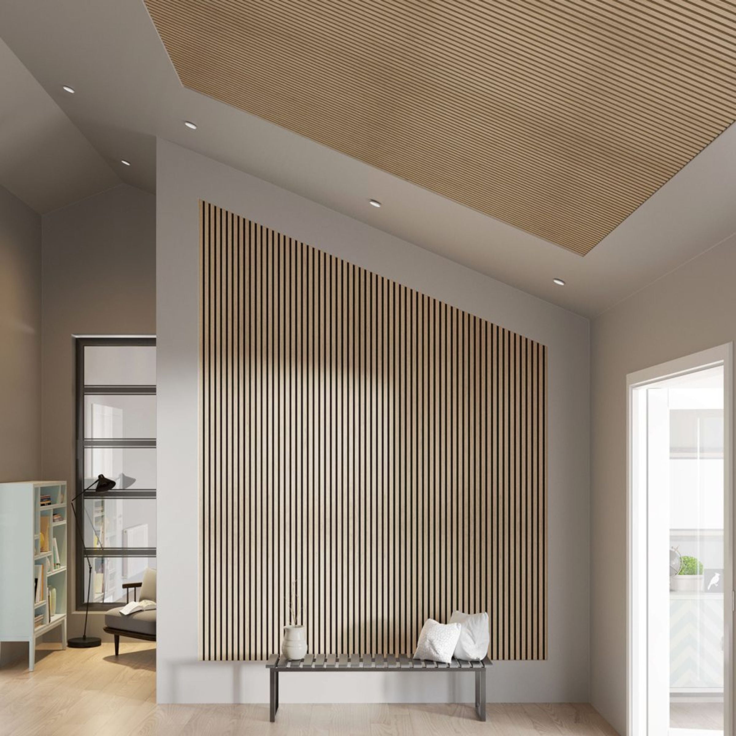 300x60x2.1cm Slat Acoustic Panel 35-15mm Fire Retardant Decoration Panel White Oak 001 (Light Grey TG018) - Wall Panels - ebarza Furniture UAE | Shop Modern Furniture in Abu Dhabi & Dubai - مفروشات ايبازرا في الامارات | تسوق اثاث عصري وديكورات مميزة في دبي وابوظبي
